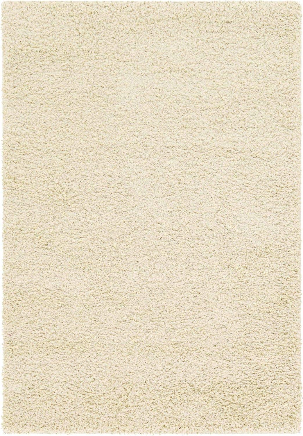 Unique Loom 4' 1 x 6' 1 Solid Shag Pure Ivory Area Rug
