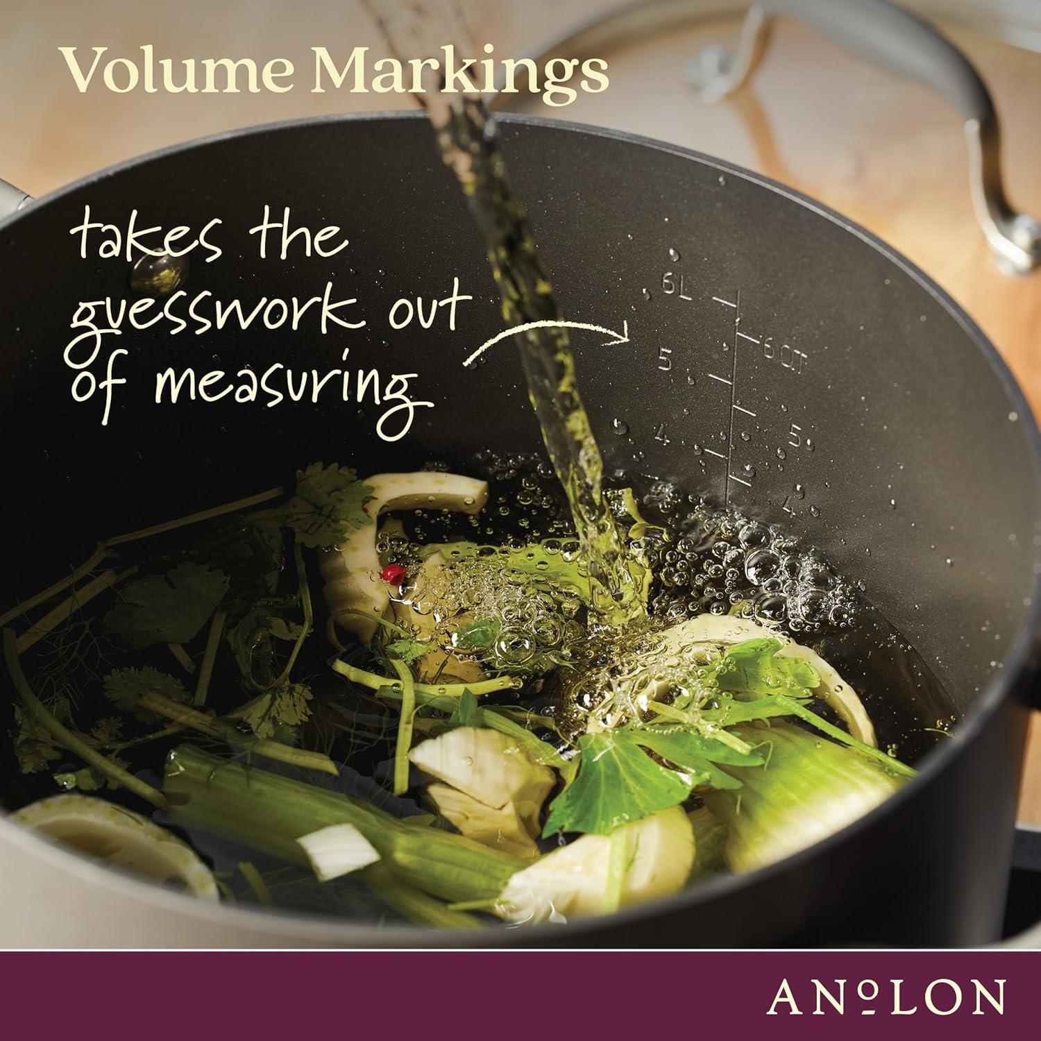 Anolon Advanced Home 7.5qt Covered Wide Stockpot Moonstone: Nonstick, Hard Anodized Aluminum, Oven-Safe, Stainless Steel Handle