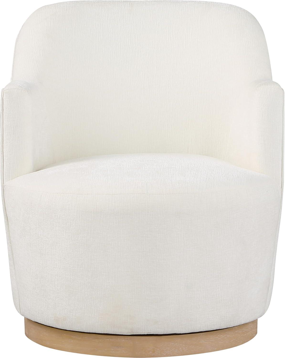 Meridian Furniture Clarita Cream Chenille Fabric Swivel Accent Chair