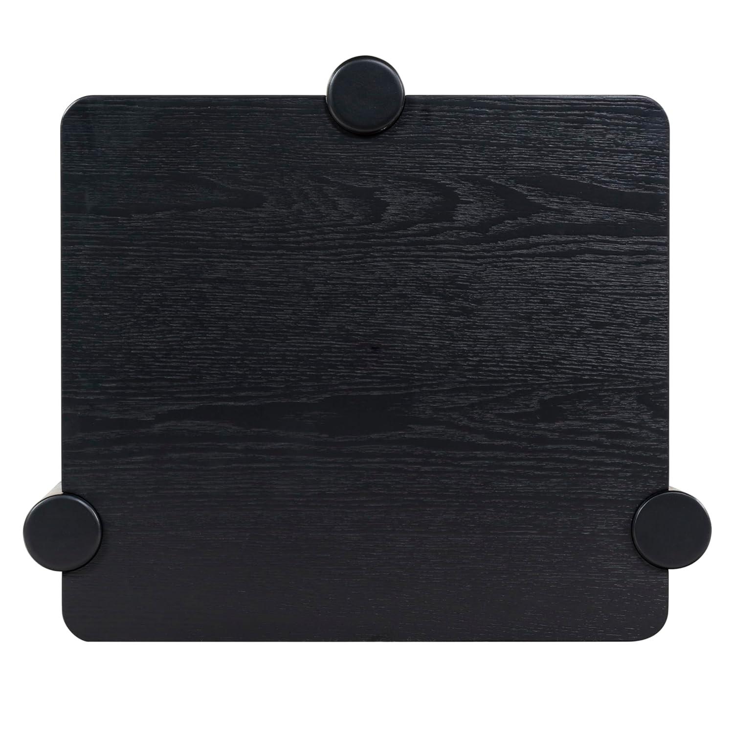 Edisyn Black Solid Wood 3-Shelf Accent Table