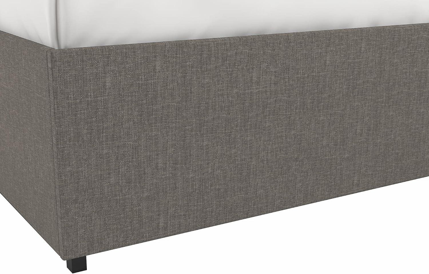 Full Grey Linen Upholstered Platform Bed with Storage Drawers