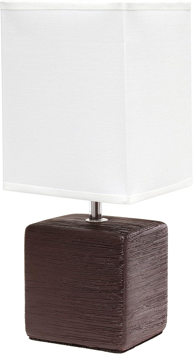 Petite Faux Stone Table Lamp with Fabric Shade - Simple Designs