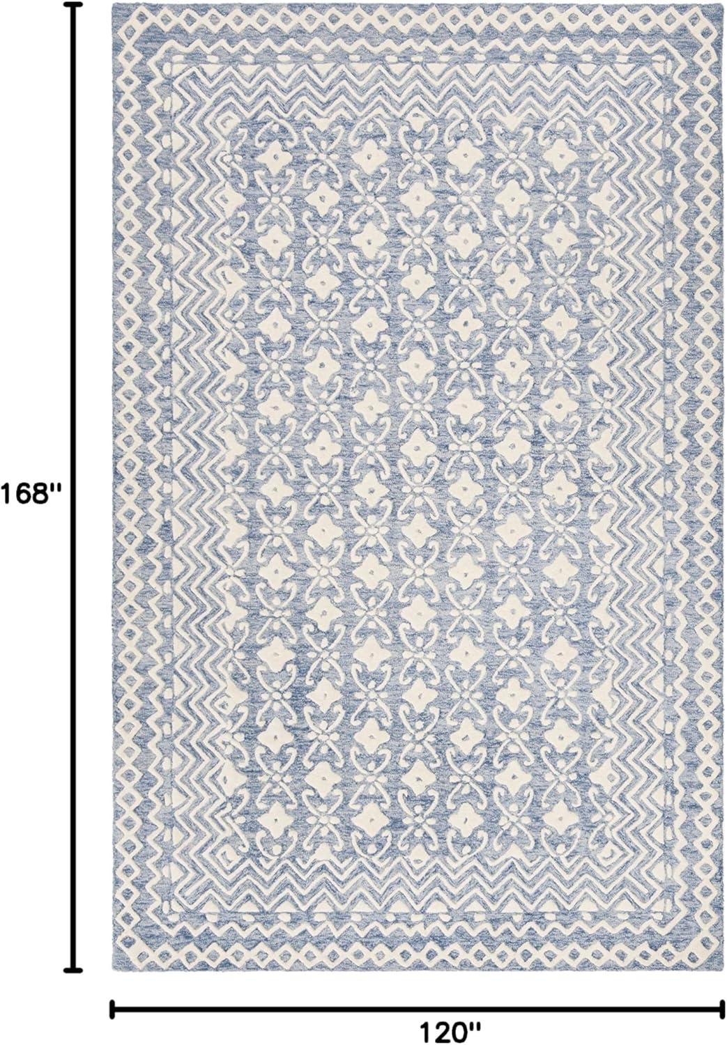 SAFAVIEH Blossom Azura Floral Bordered Area Rug, Blue/Ivory, 10' x 14'