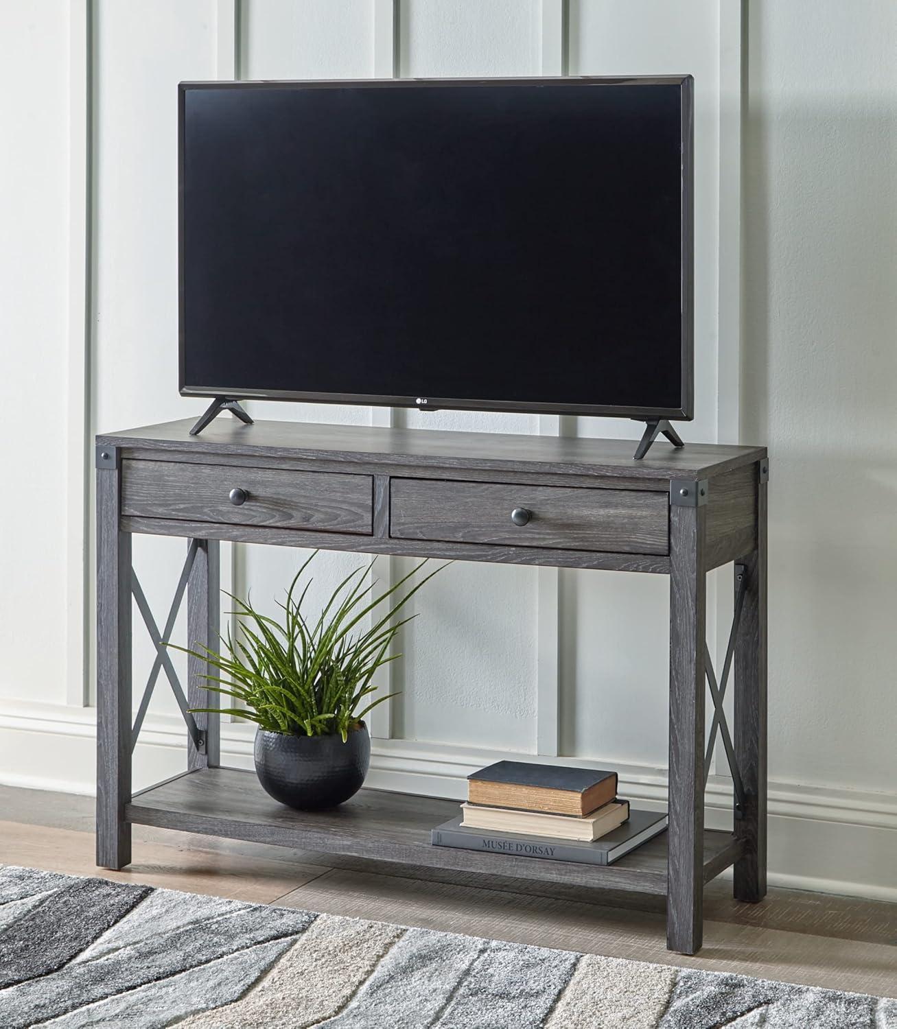 Bayflynn Console Sofa Table White - Signature Design by Ashley: Modern Farmhouse Style, Open Shelf Storage