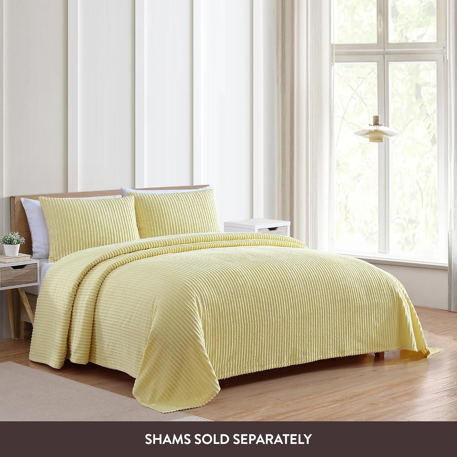 Sunny Yellow Cotton Chenille Queen Bedspread