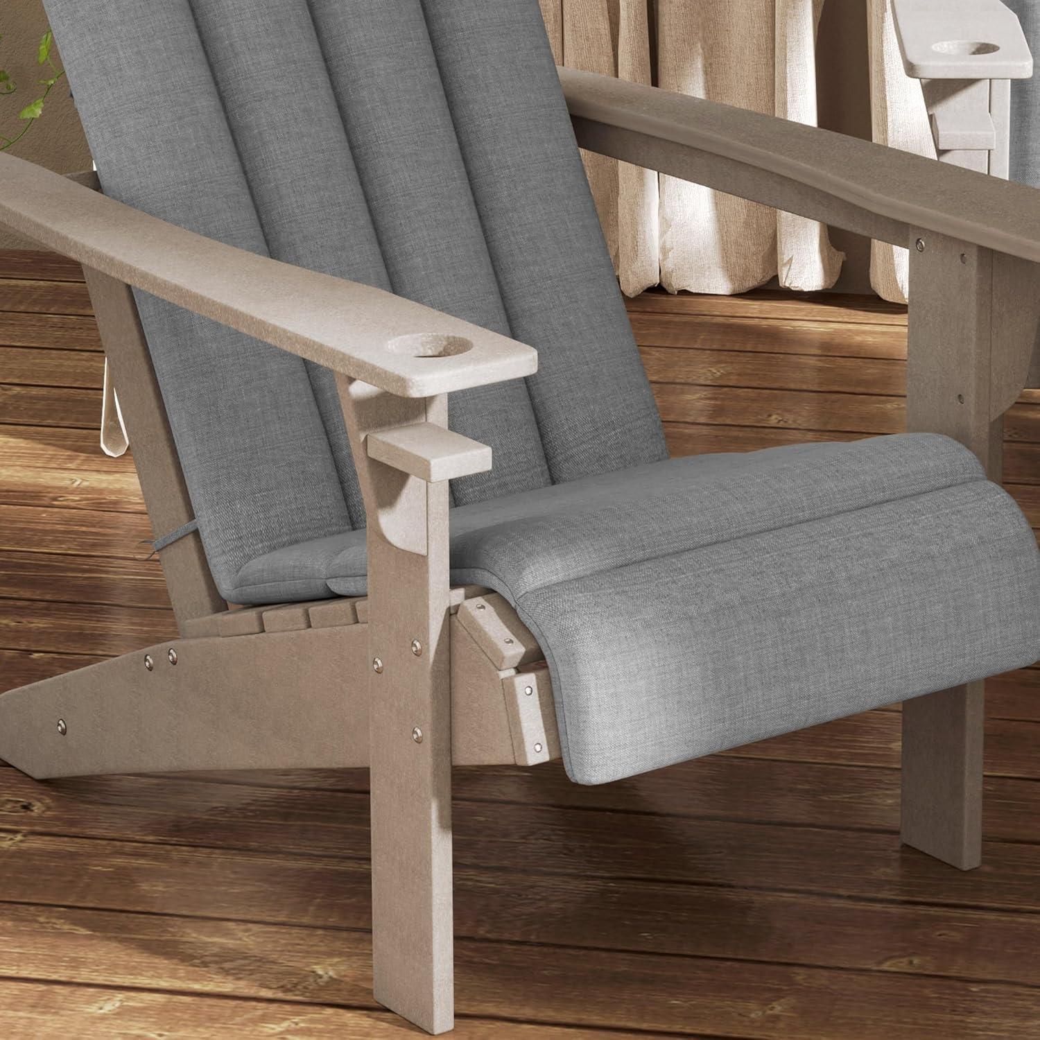 Outsunny Set of 4 Adirondack Chair Cushion, High Back Outdoor Chair Cushions with Ties, Gray