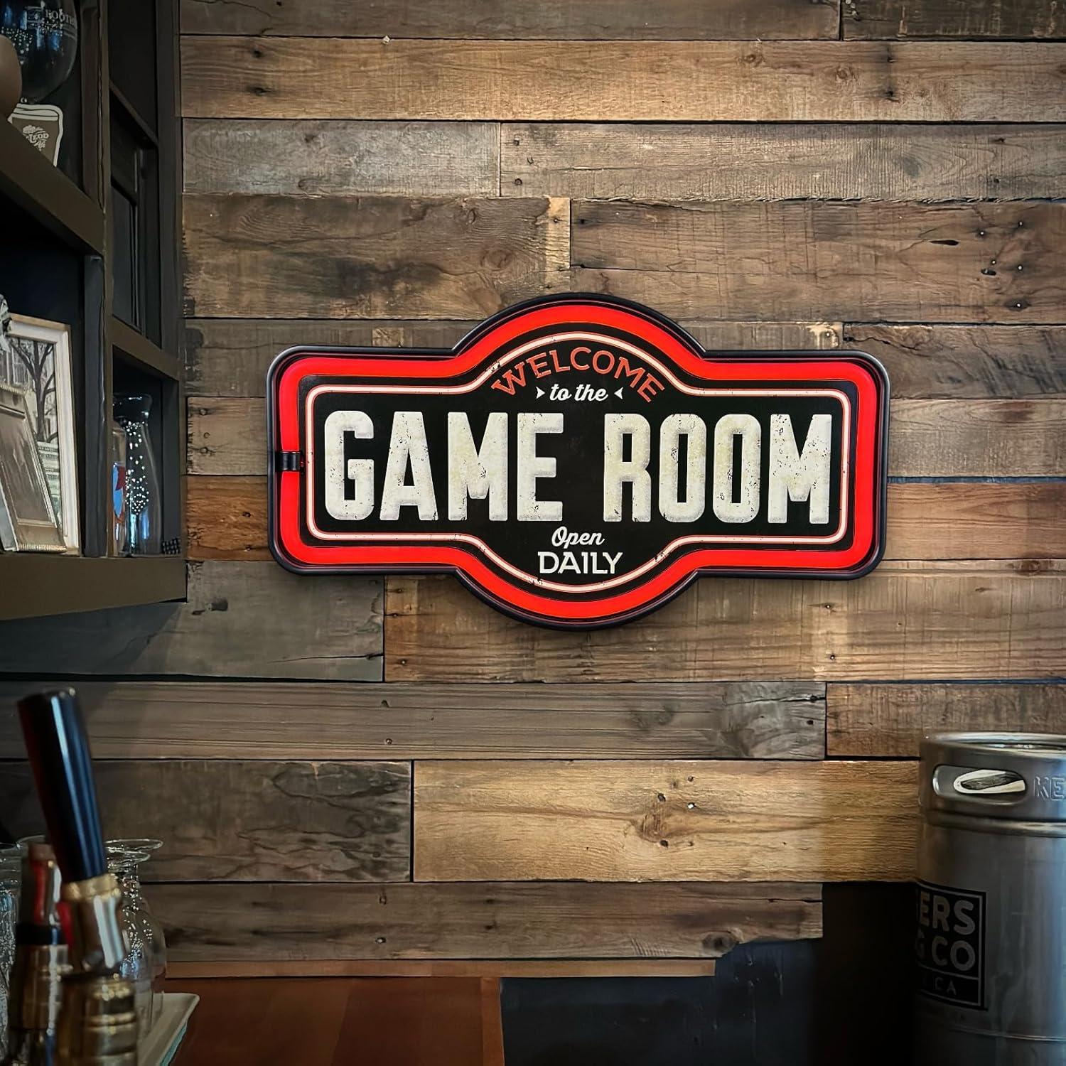 Game Room LED Neon Sign Vintage Inspired Retro Wall Decor for the Home, Game Room, Bar, or Man Cave (17” x 9.5” x 2”)