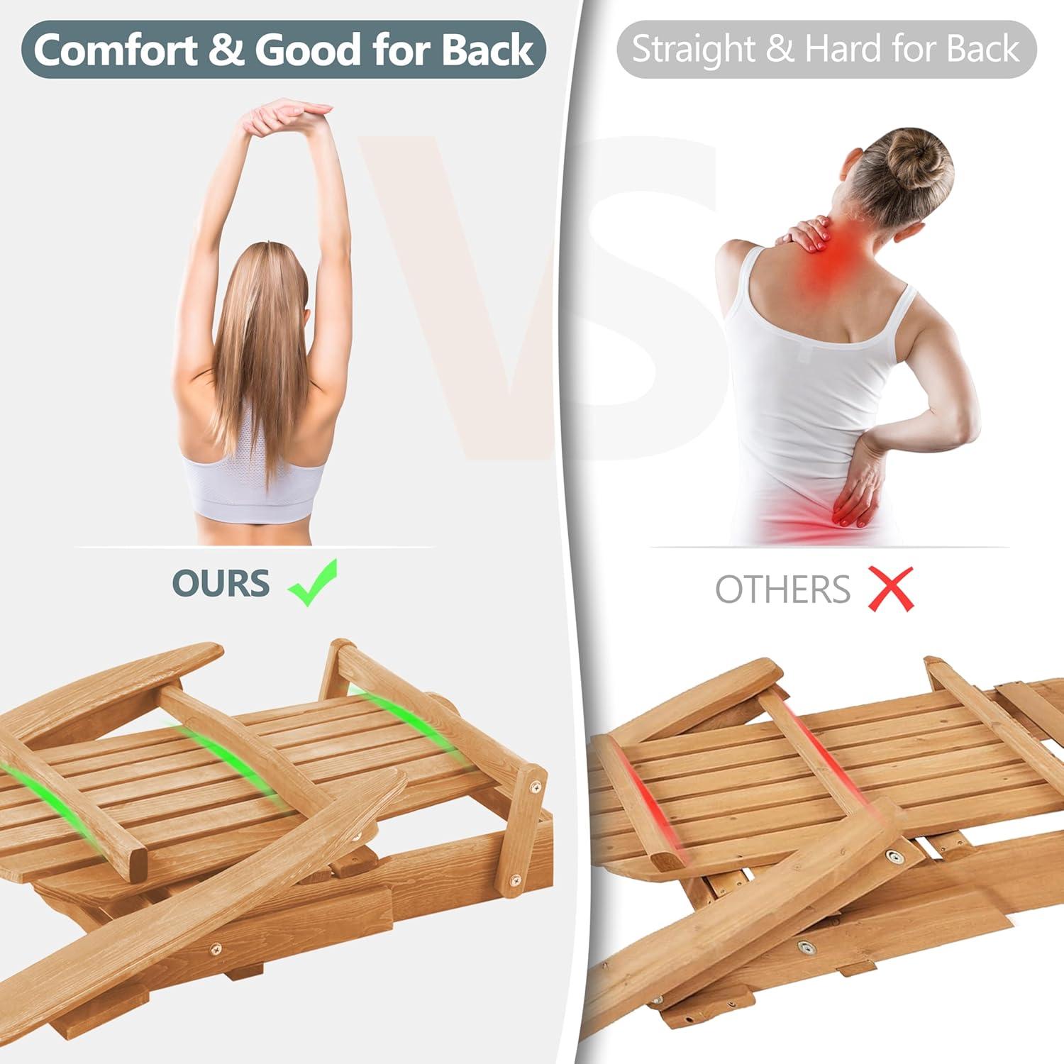 CLEARANCE! Wooden Outdoor Folding Adirondack Chair Set of 2 Wood Lounge Patio Chair for Garden,Garden, Lawn, Backyard, Deck, Pool Side, Fire Pit,Half Assembled,