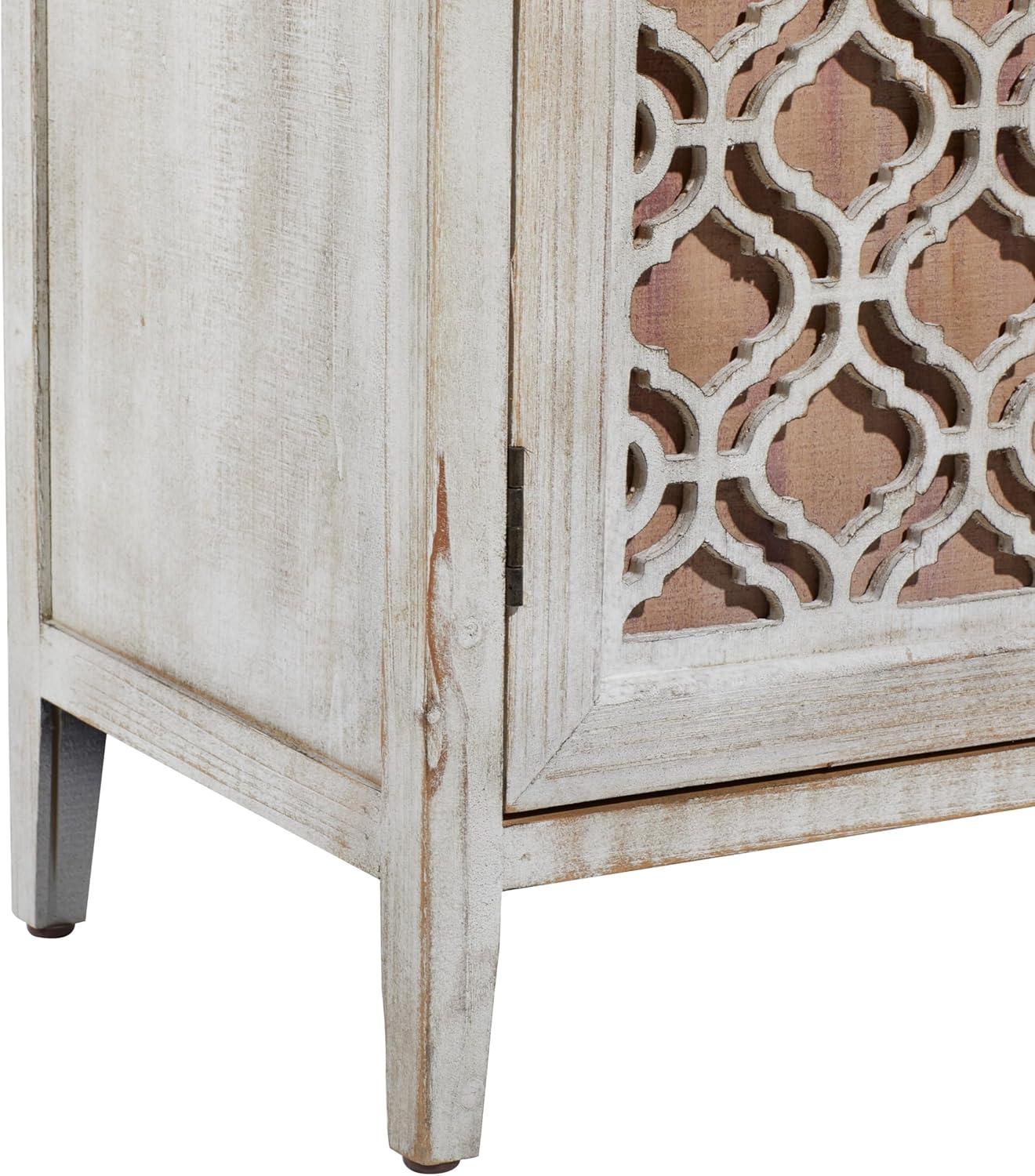 Rustic 2 Door Wooden Cabinet Brown - Olivia & May: Bohemian Style, Fixed Shelves, No Assembly Required