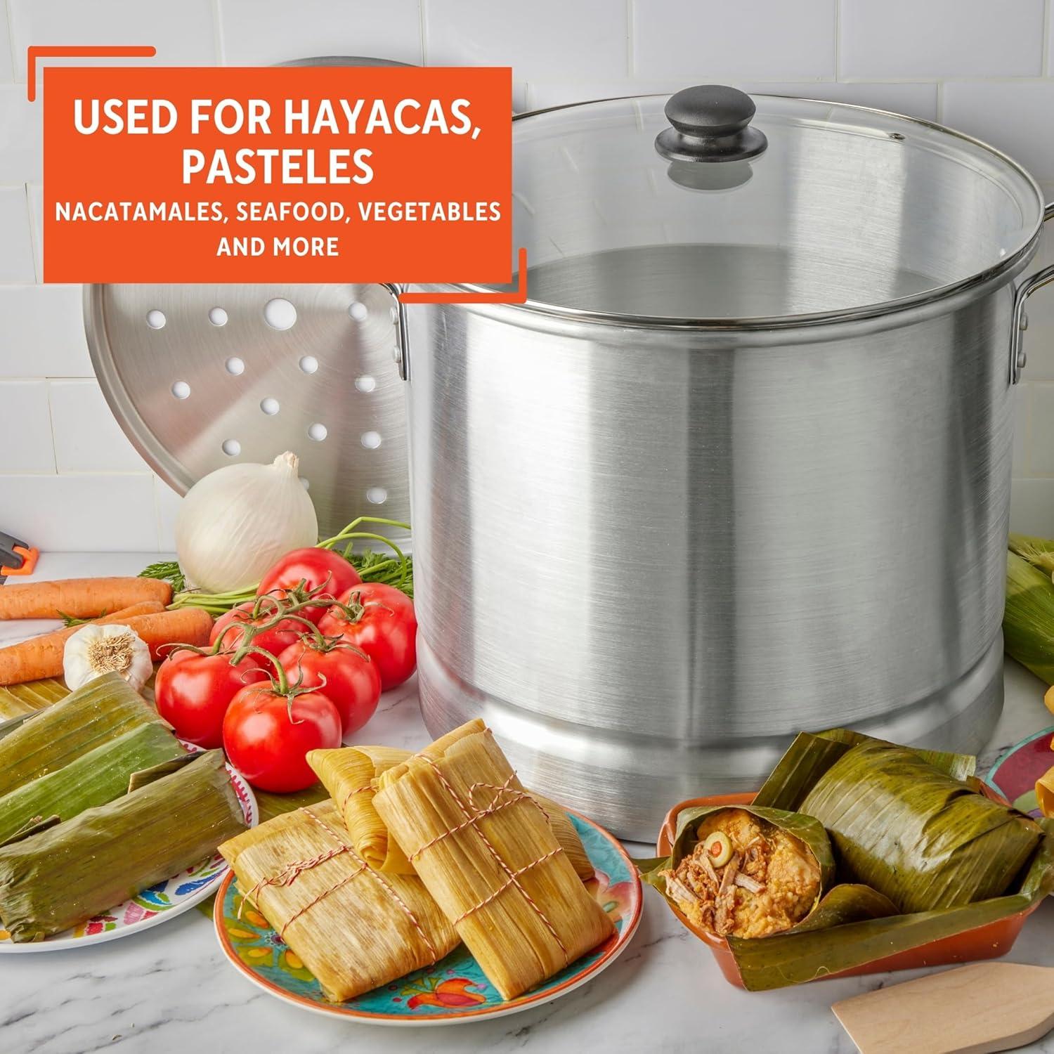 IMUSA 16qt Aluminum Steamer with Glass Lid & Cool Touch Handles