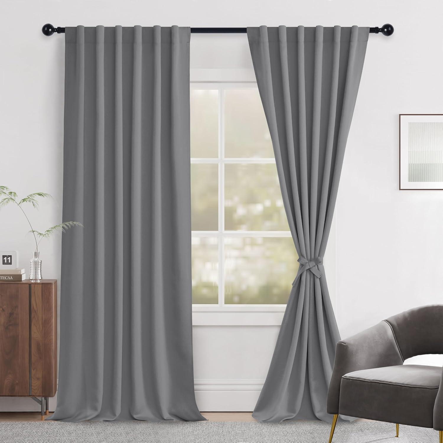 The Twillery Co.® Adona Thermal Insulated Bedroom Curtain Solid Color Room Darkening Blackout Grommet Heat Blocker Curtain Panels with White Liner
