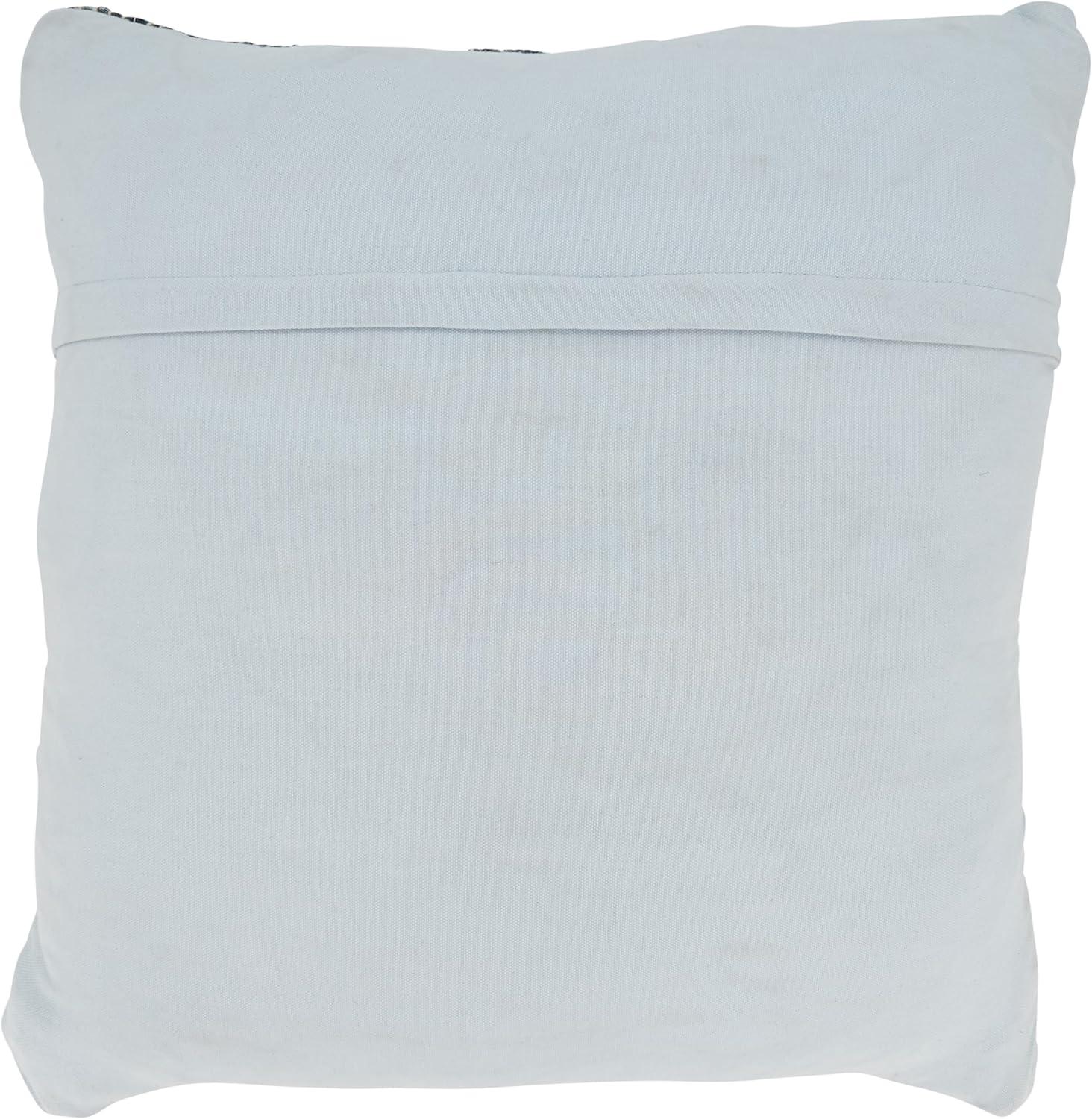 Denim Blue Cotton Chindi Throw Pillow Cover, 20"x20"