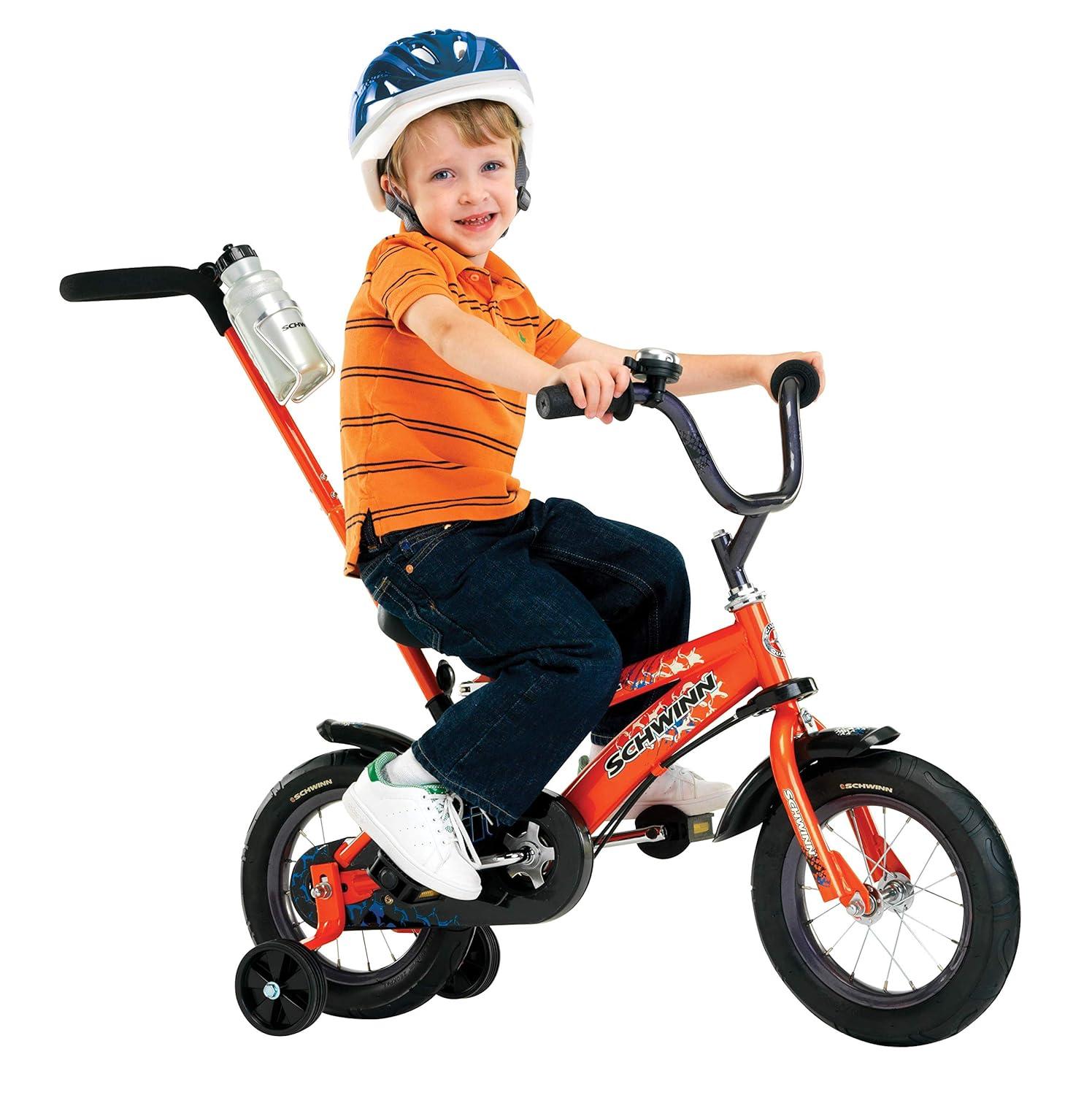 12" Schwinn Orange Grit Boys' Bike with Removable Push Handle