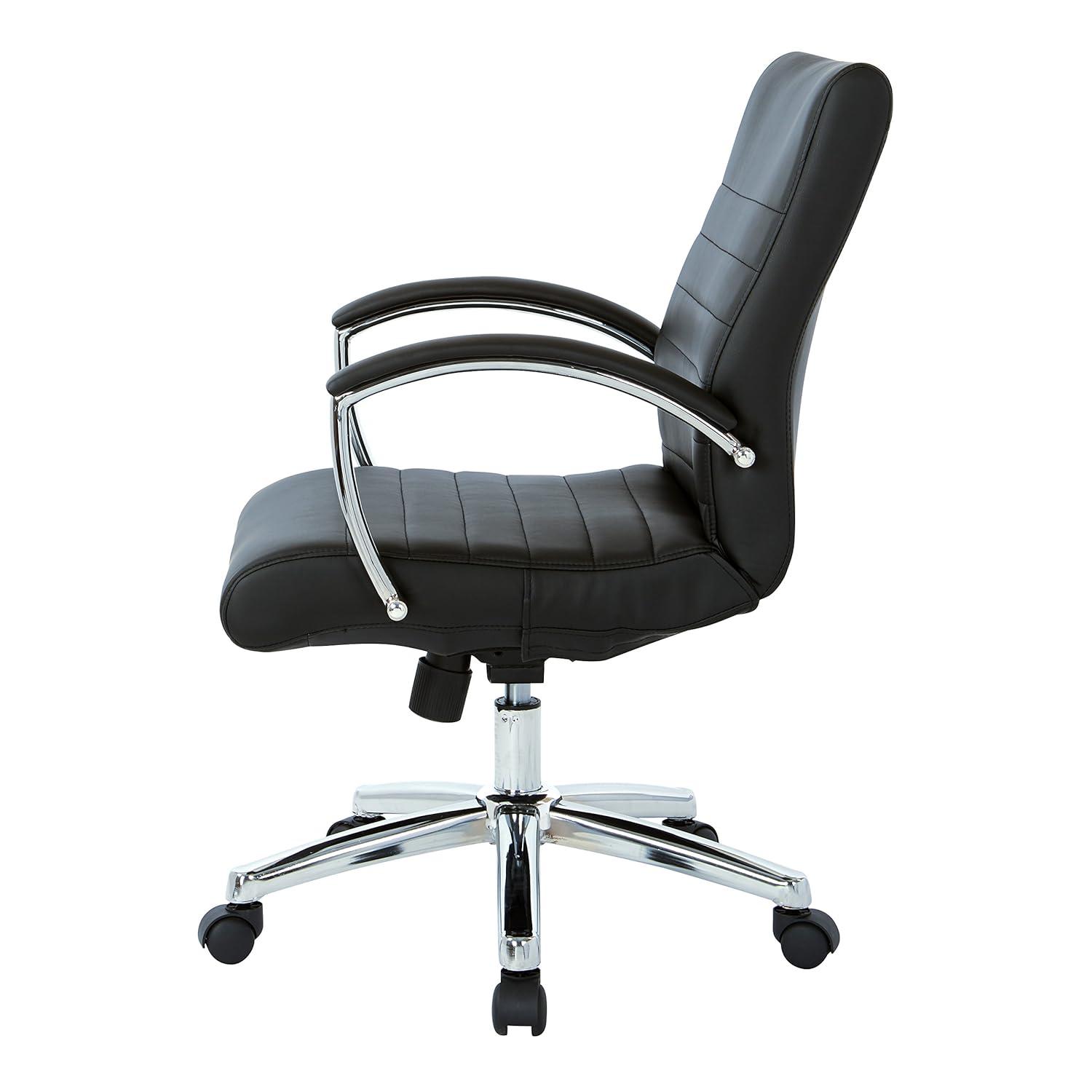 Executive Low Back Chair in Black Faux Leather with Chrome Arms and Base K/D