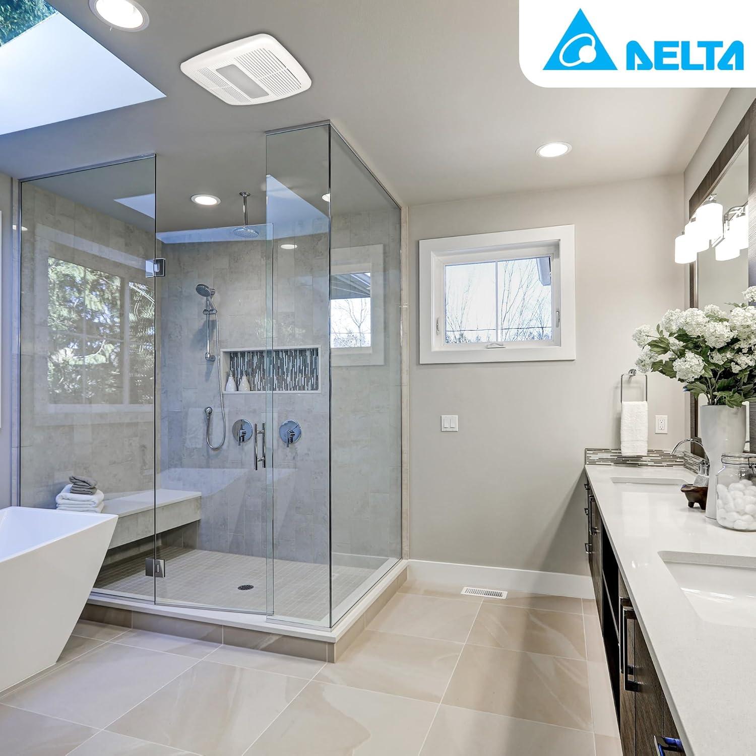 White Galvanized Steel LED Bathroom Exhaust Fan with Heater