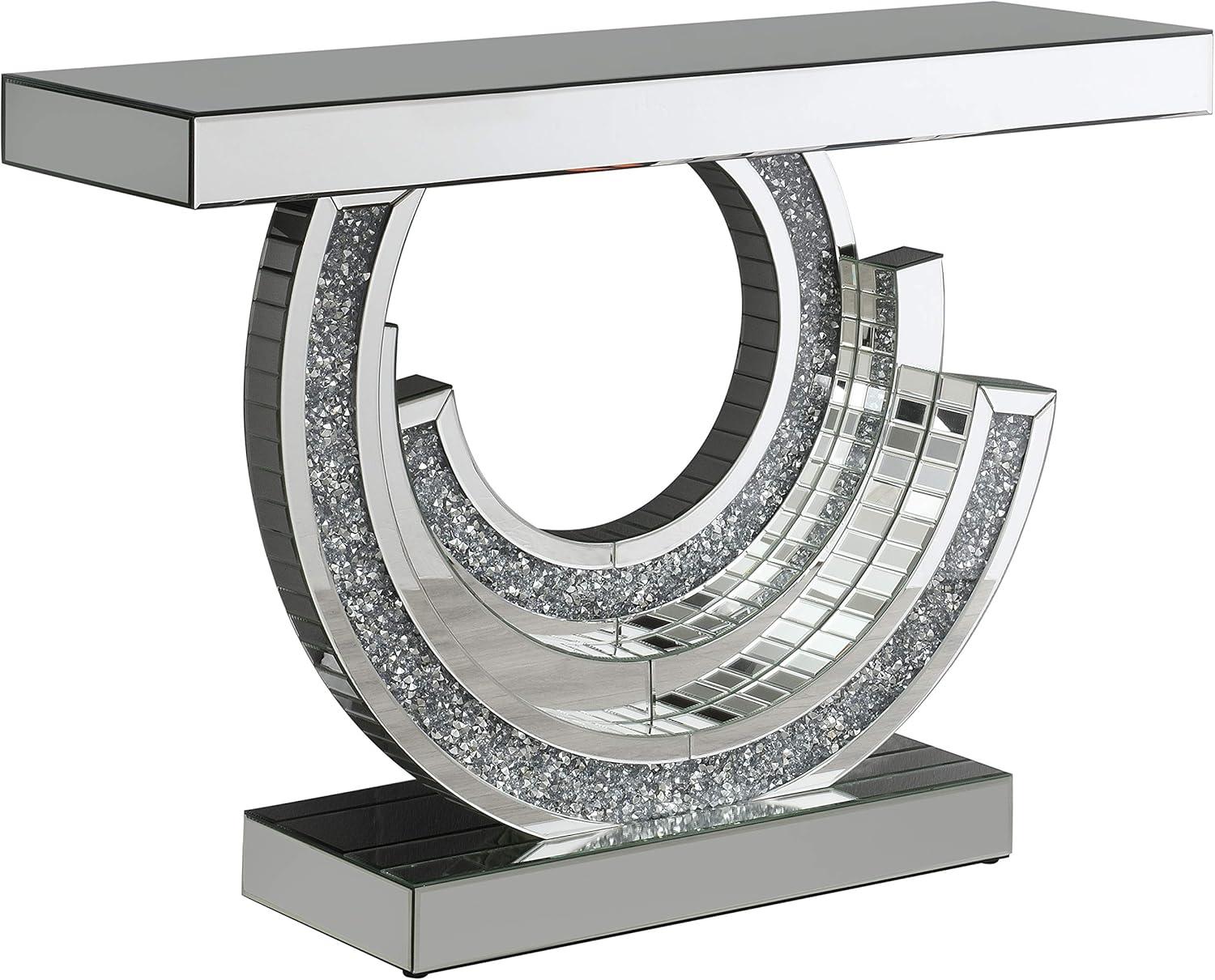 Coaster Contemporary Wood Multi-Dimensional Console Table in Silver