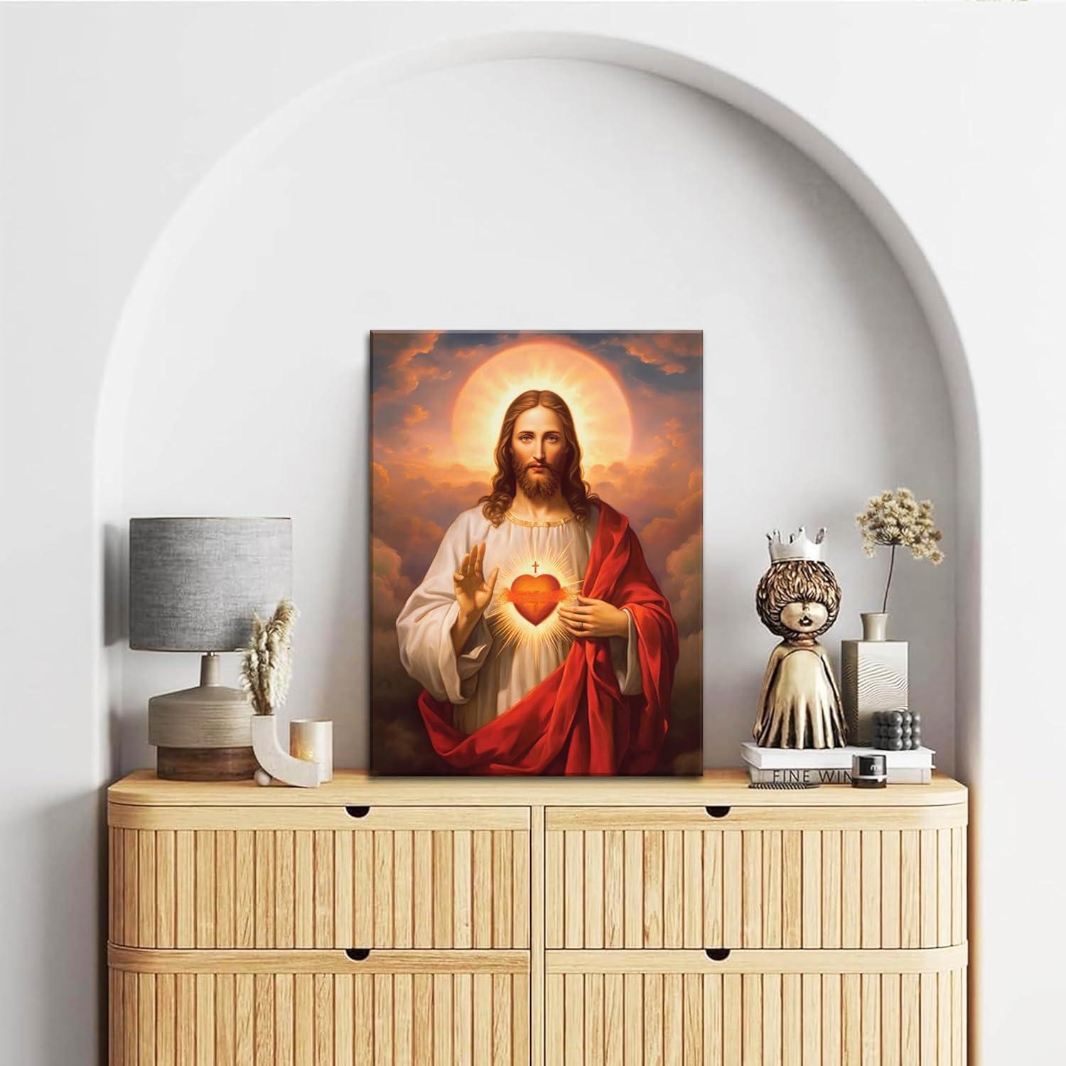 Sacred Heart of Jesus Religious Canvas Wall Art