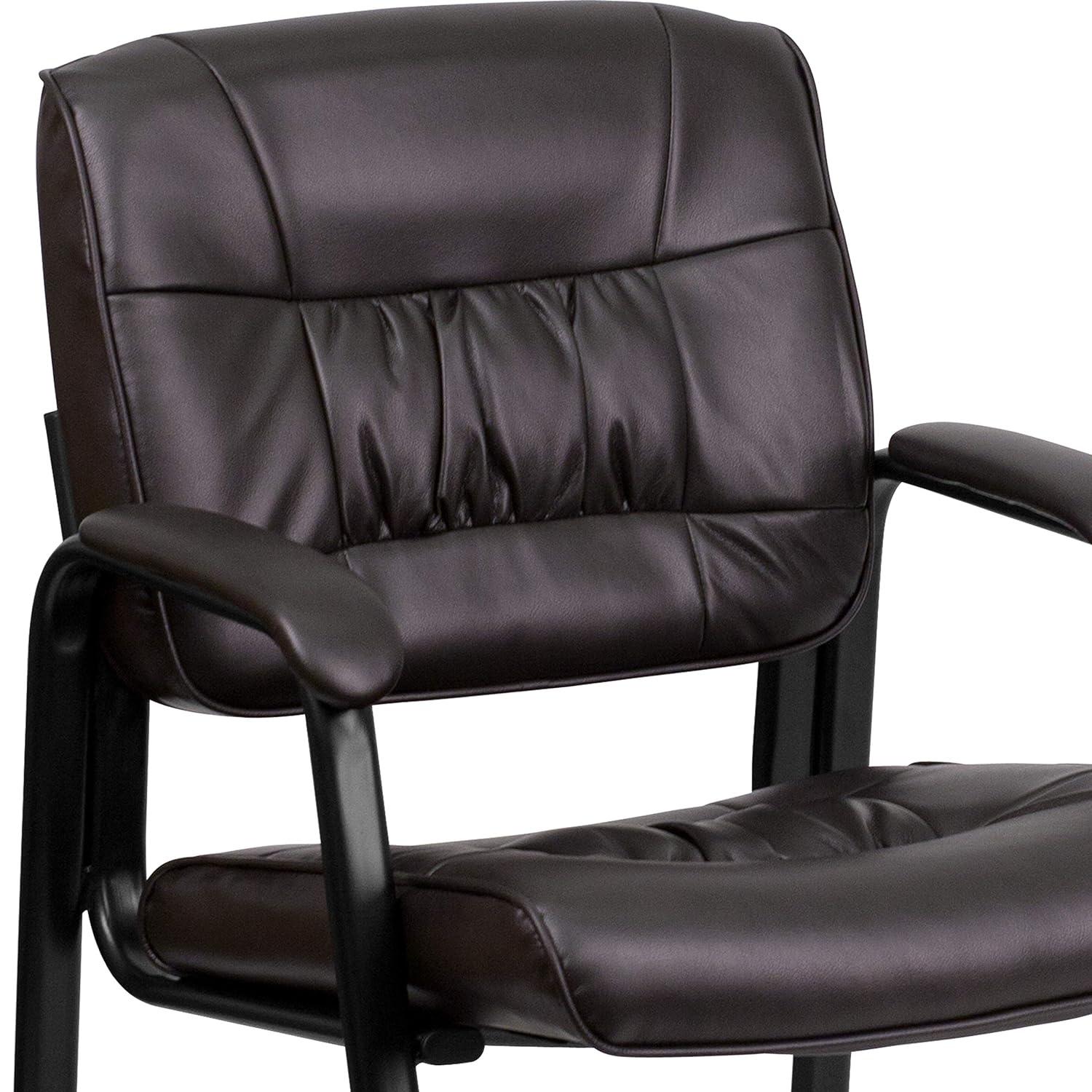 Emma and Oliver White LeatherSoft Executive Reception Chair with Black Metal Frame