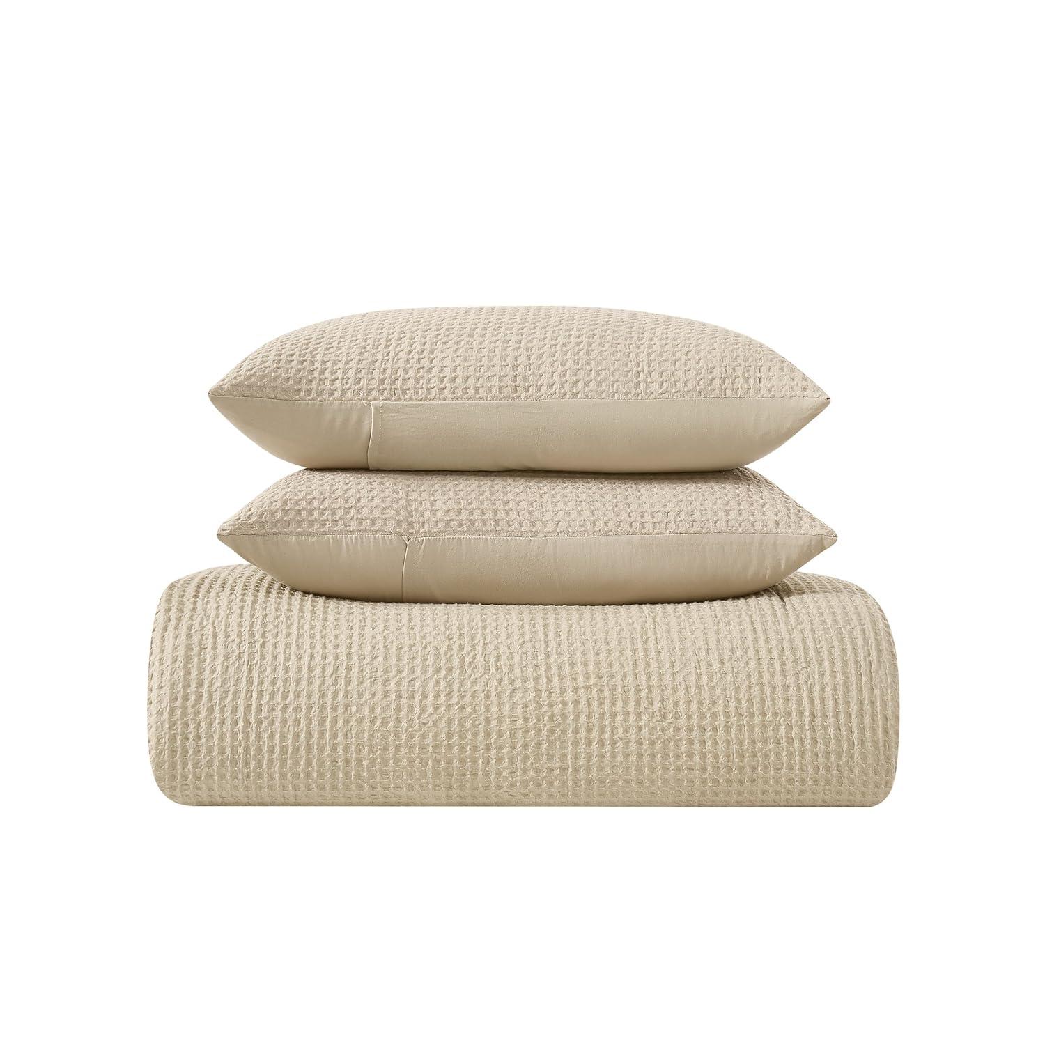 Truly Soft Textured Waffle Weave Comforter Set