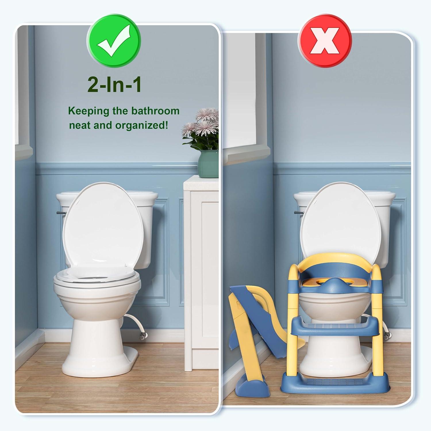 Danolapsi Elongated Toilet Seat with Built in Potty Training Seat,Quiet-Close Lid and Seat,Never Loosen,Potty Training Toilet Seat for Toddlers,Quick-Attach Hardware,Fits both Adult and Child
