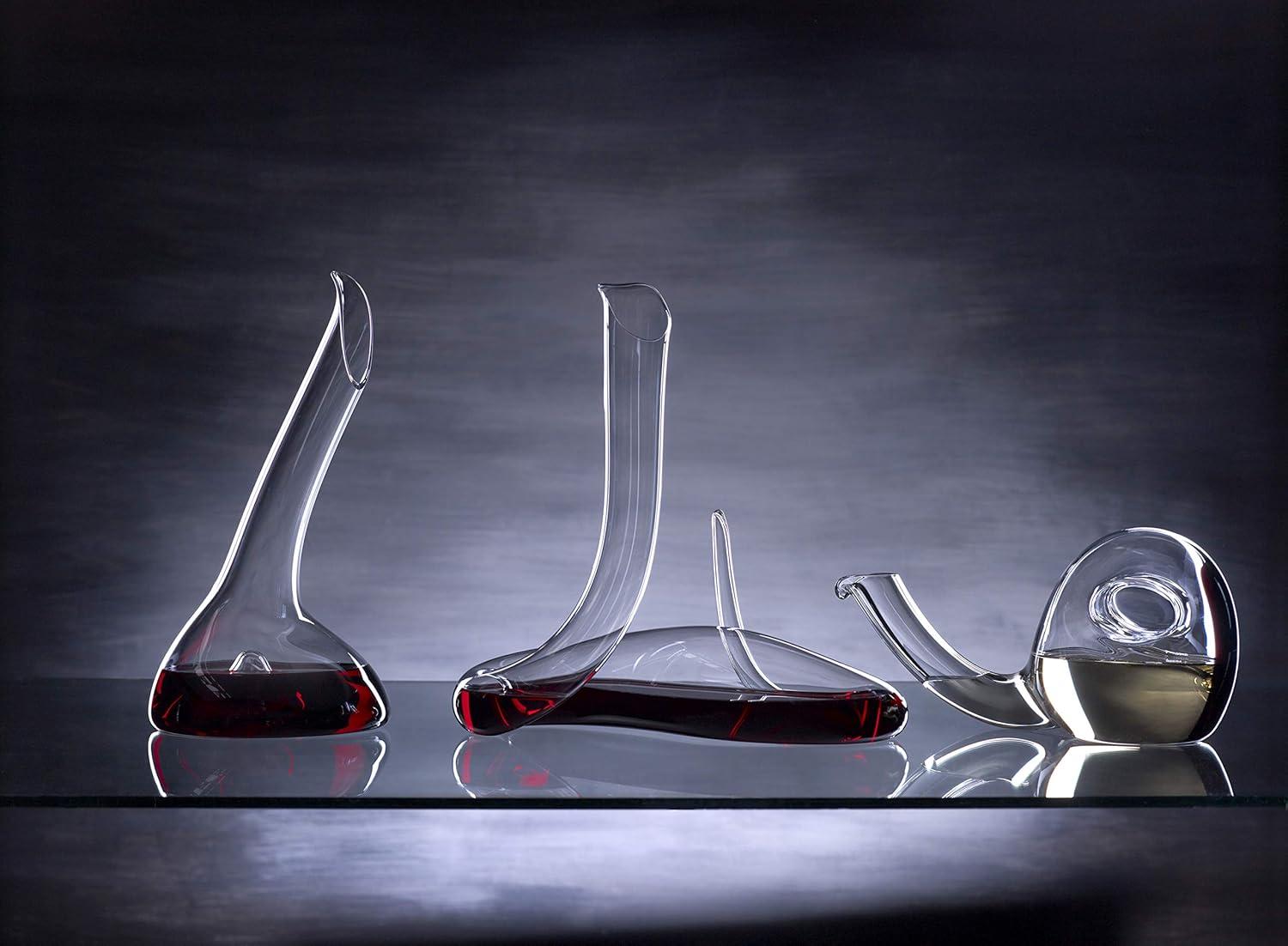 Handmade Crystal Glass Wine Decanter with Black Accents