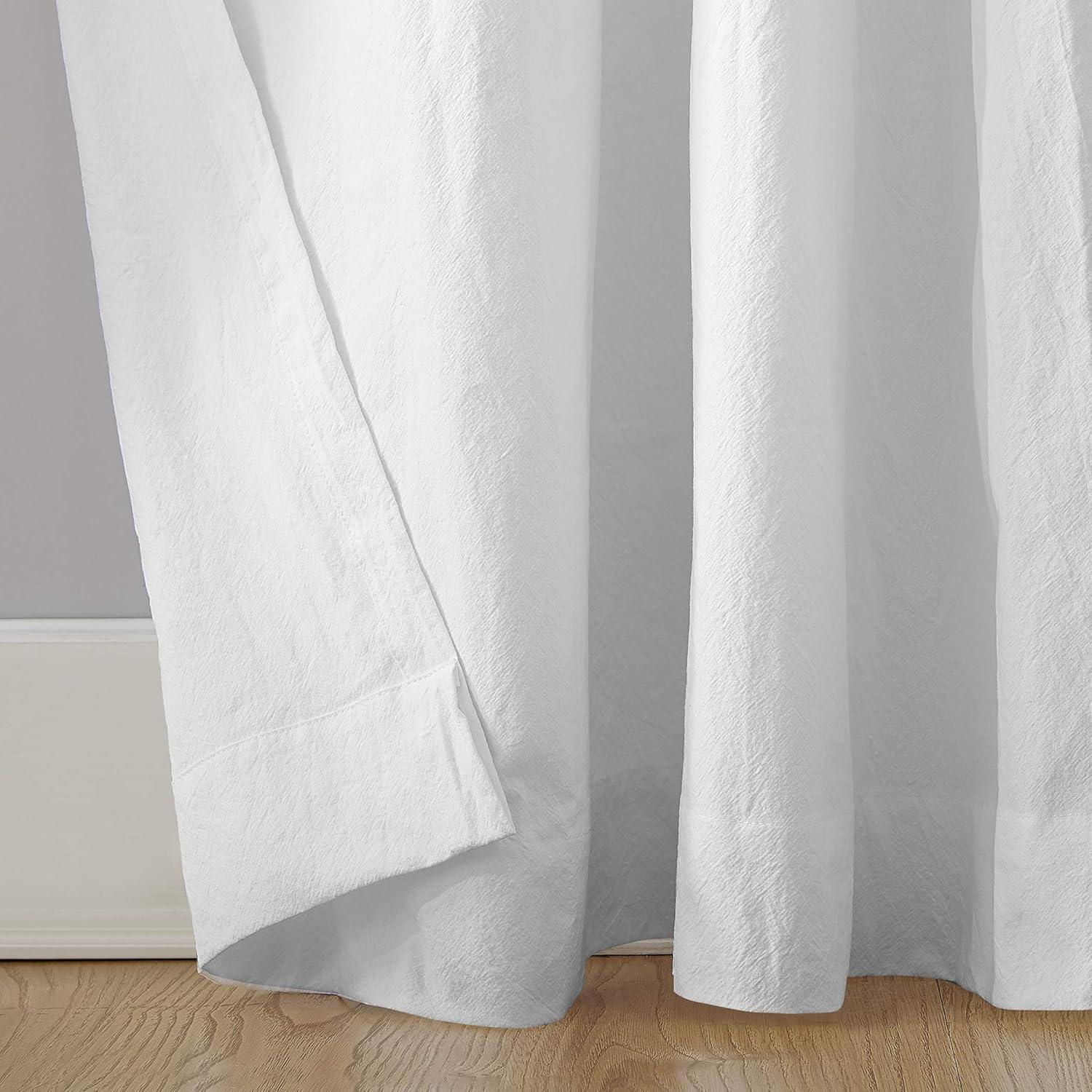 52"x95" Archaeo Light Filtering Washed Cotton Twist Tab Curtain Panel White: Modern Window Treatment, Tab Top