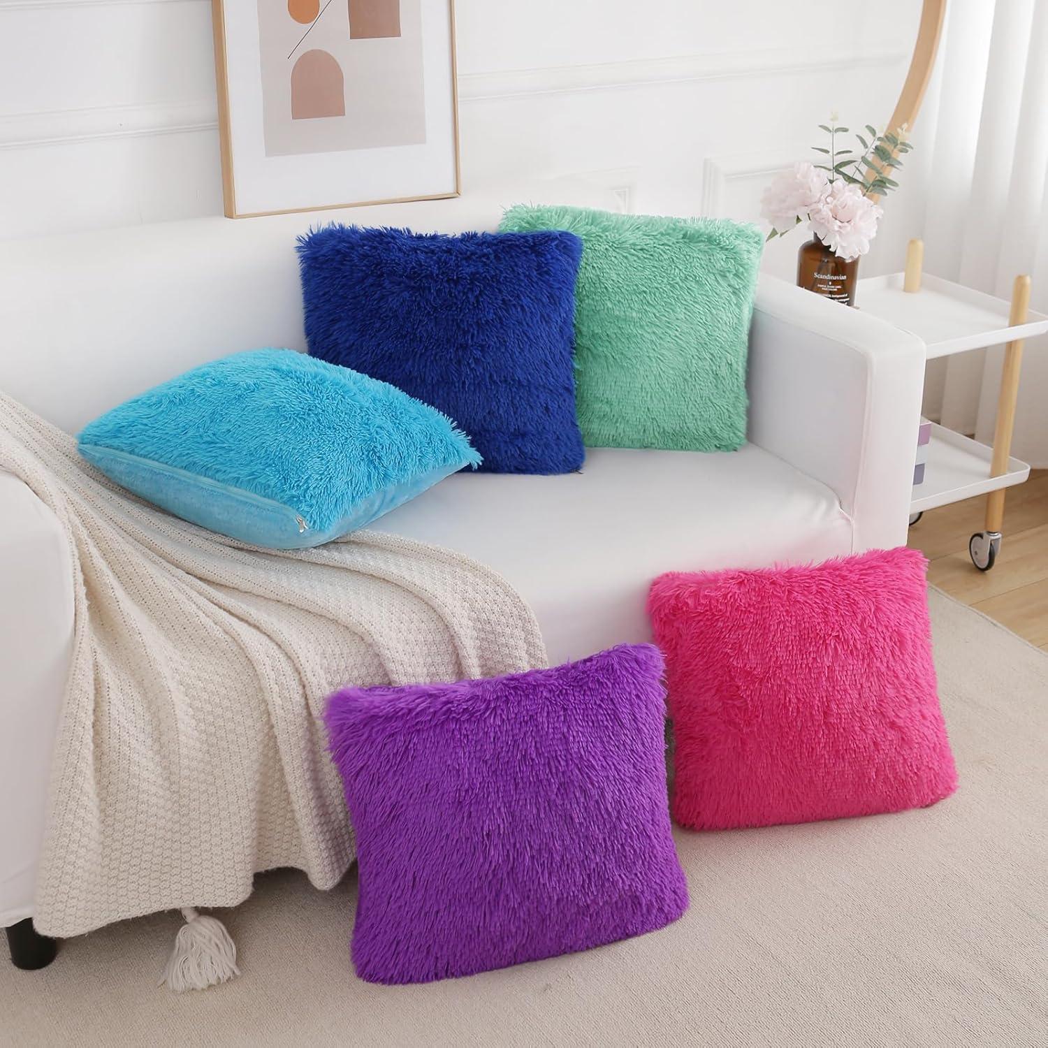 Sweet Home Collection Faux Fur Reversible Throw Pillow (Set of 2)