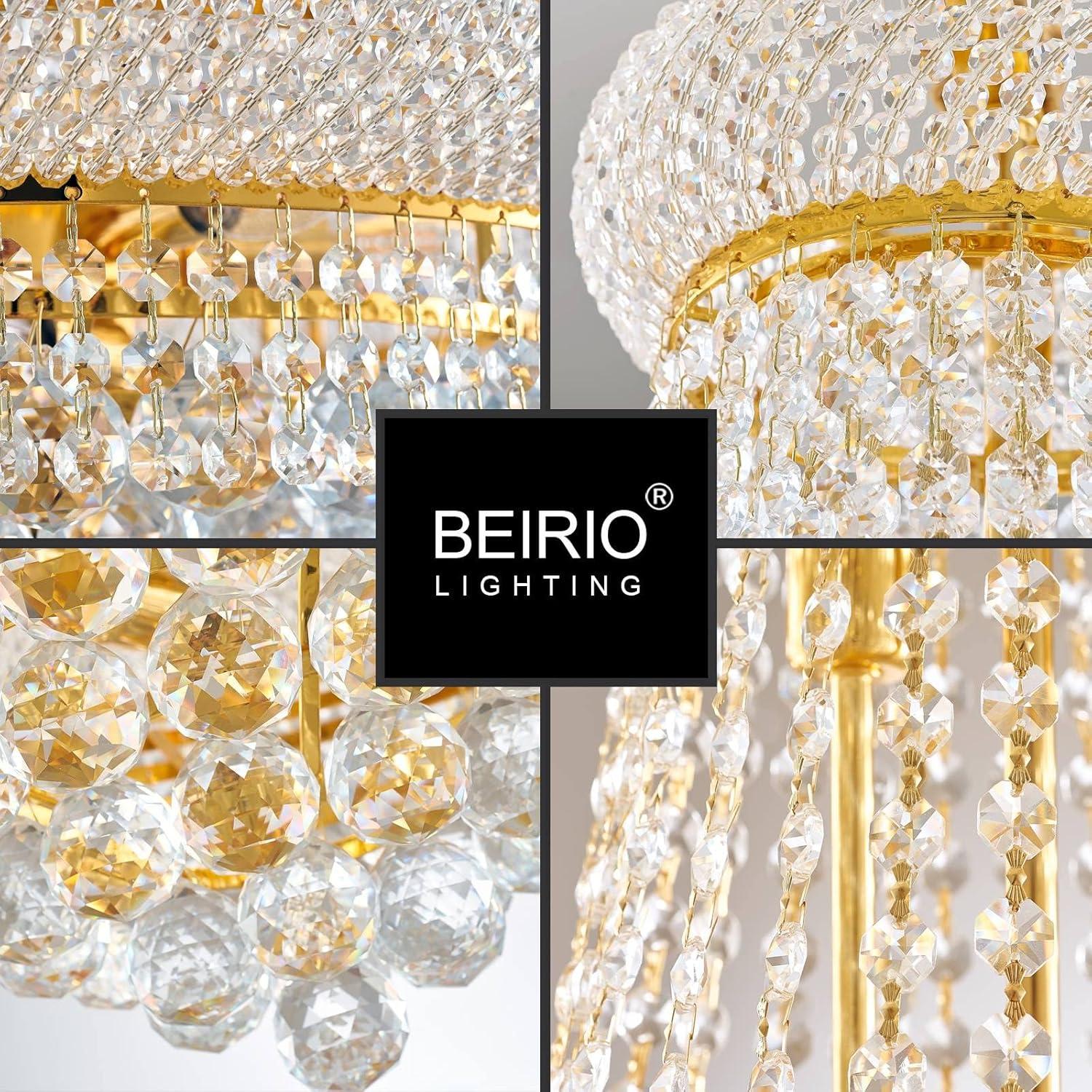 12 Lights Gold Finish Empire Crystal Chandelier Lighting for Dining Room Living Room Foyer Hallway Bedroom Entryway (Dia 22'')