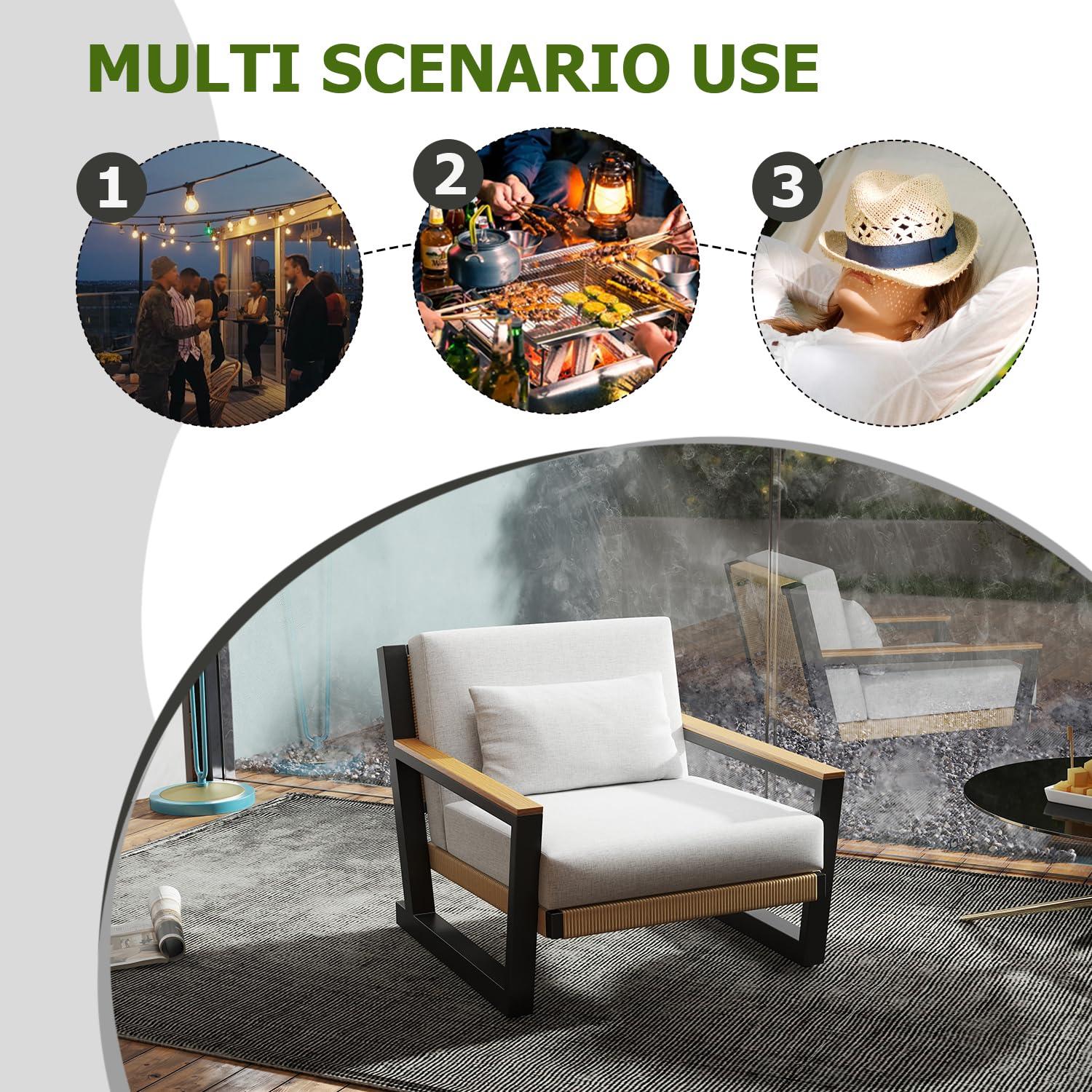 Aug-guan 7-Piece Patio Furniture Set, All-Weather Boho Outdoor Conversation Set Sectional Sofa with Water Resistant Grey Thick Cushions and Storage Table for Yard,Lawn,Grey