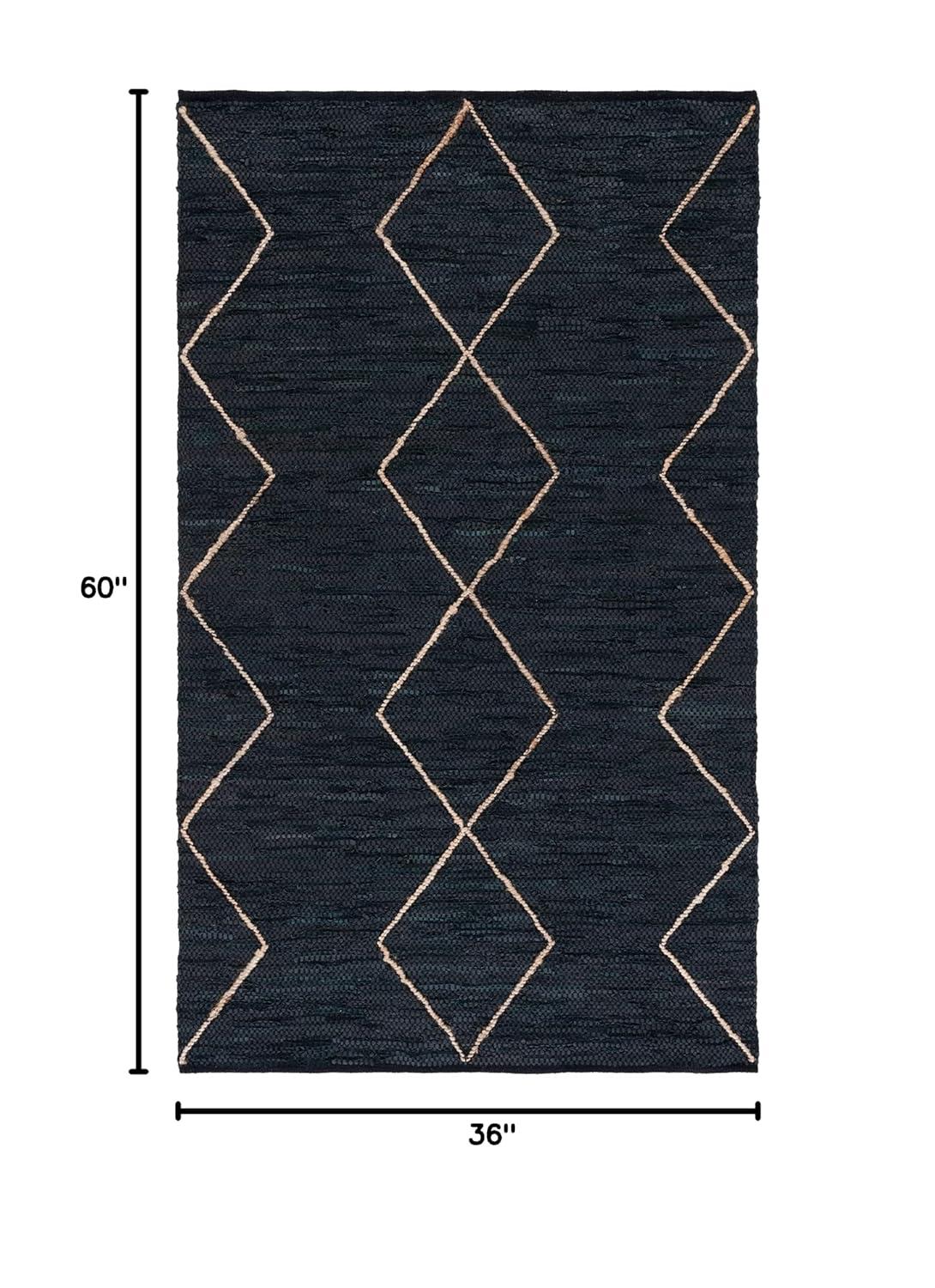 Vintage Leather VTL801 Hand Woven Area Rug - Black/Natural - 3'x5' - Safavieh.