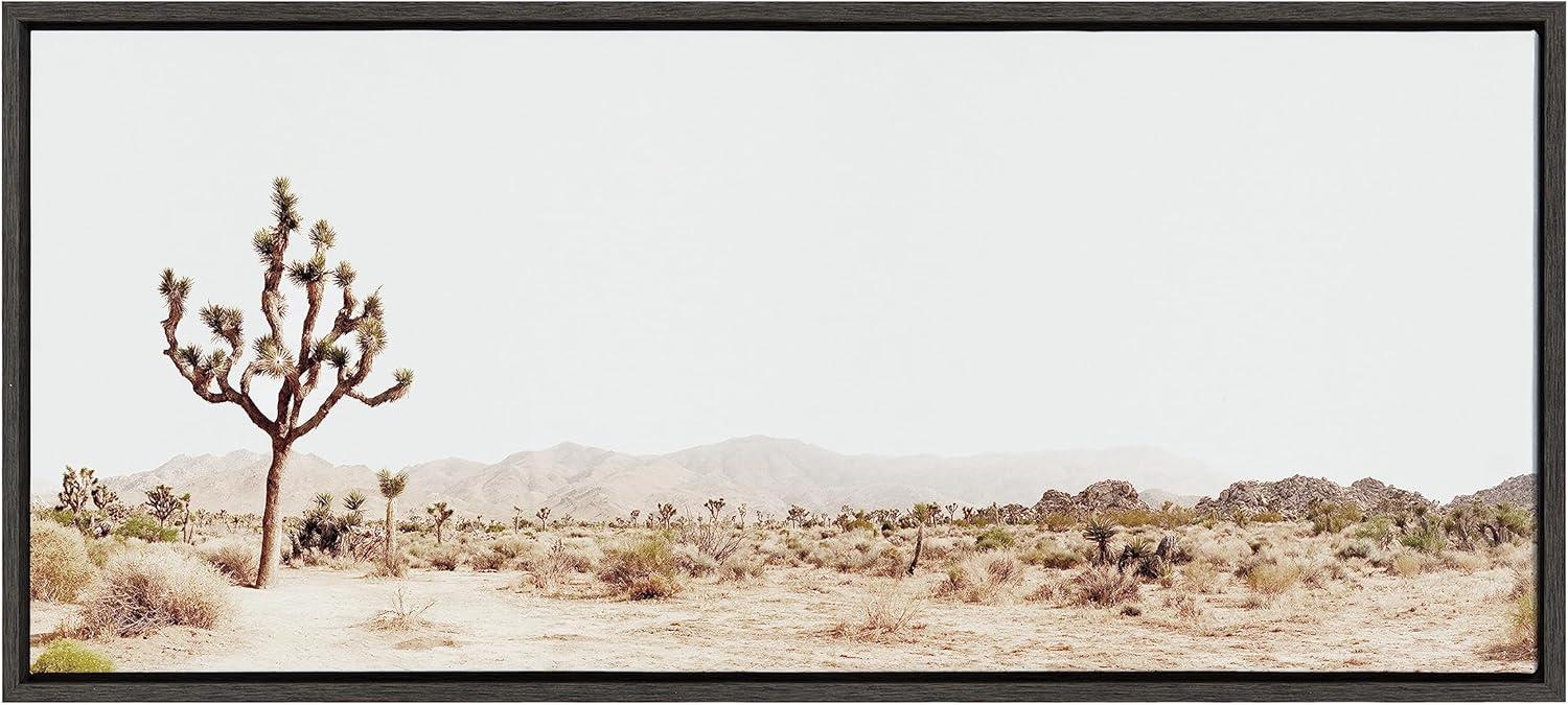 Gray Framed Joshua Tree Desert Landscape Canvas Art, 18x40