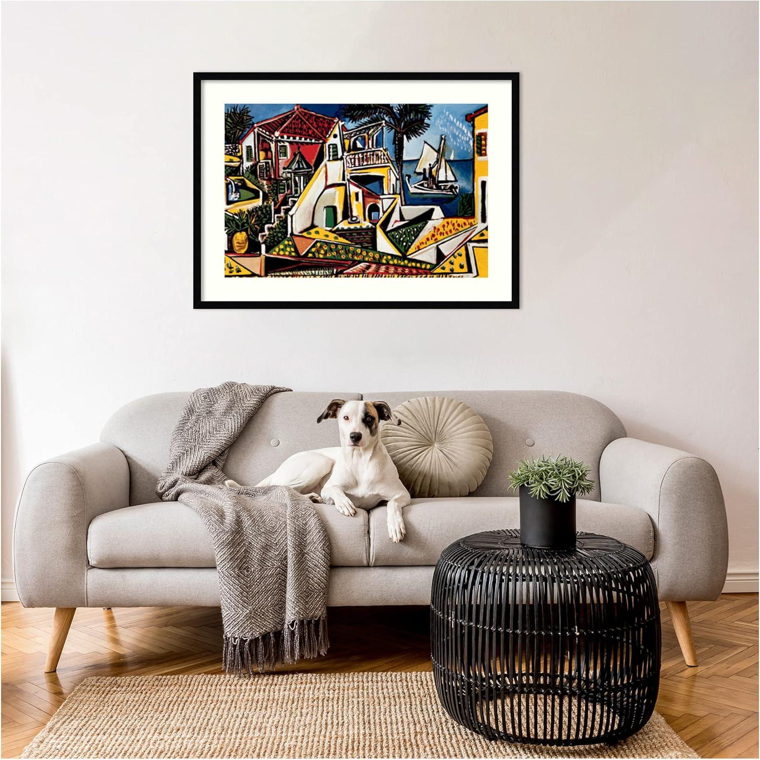 Large Black Wood Framed Abstract Cityscape Print by Pablo Picasso