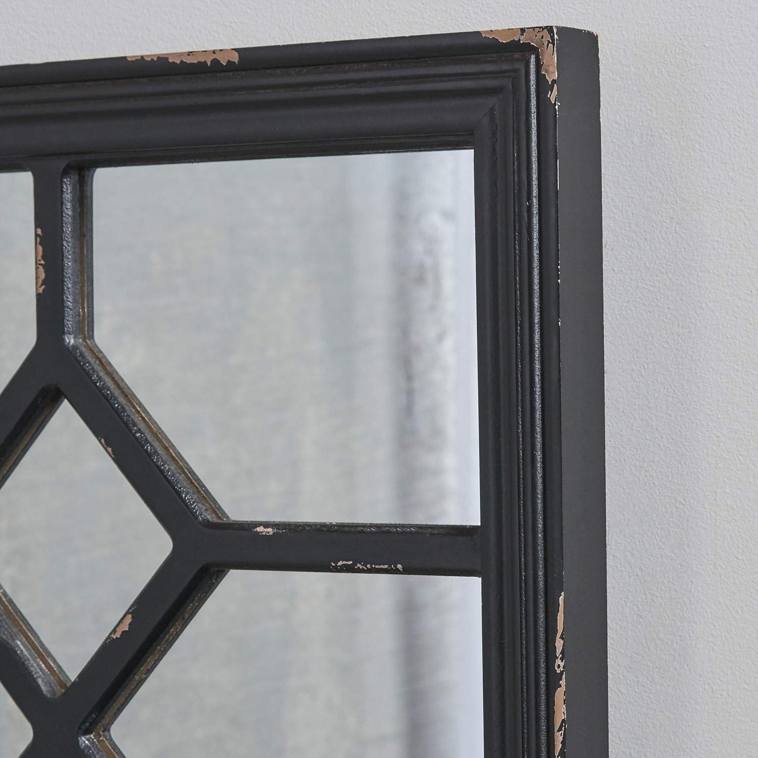 GDF Studio Amwiler Farmhouse Wooden Rectangular Mirror, Distressed Black