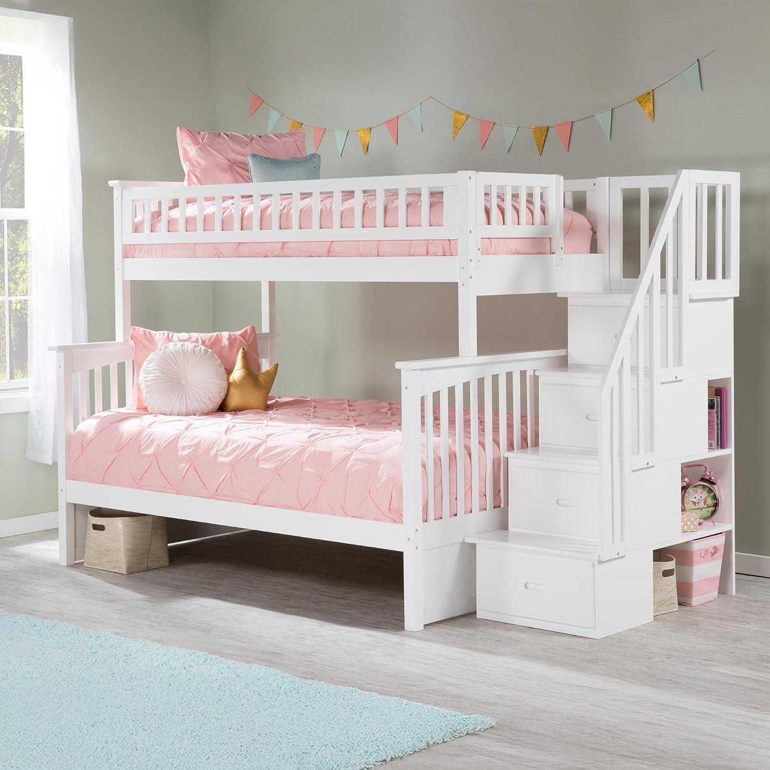 Columbia Staircase Bunk Bed Twin over Full in Walnut