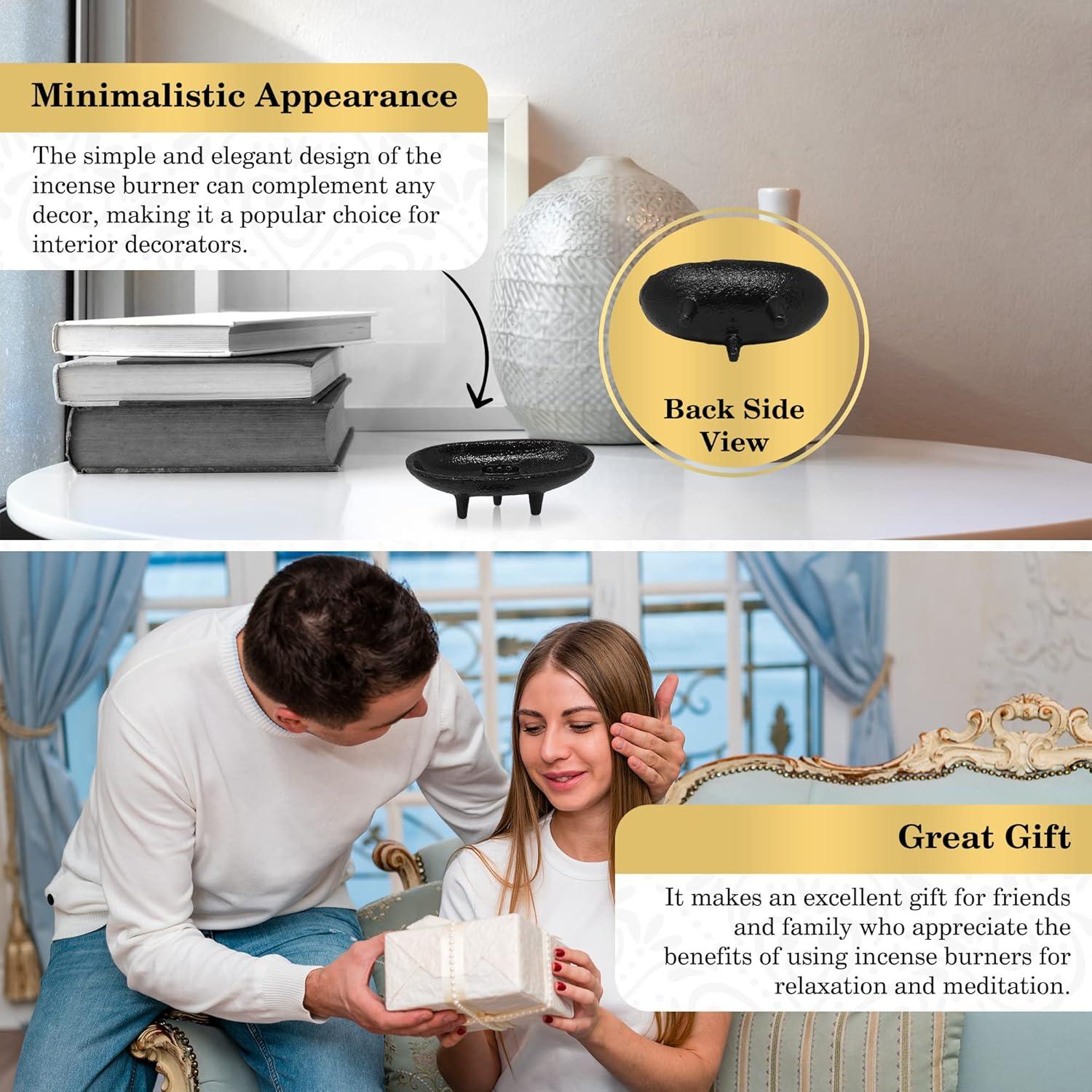 Cast Iron Incense Burner 4x2 Inch - Ideal for Smudging, Incense Burning, Rituals, Decoration