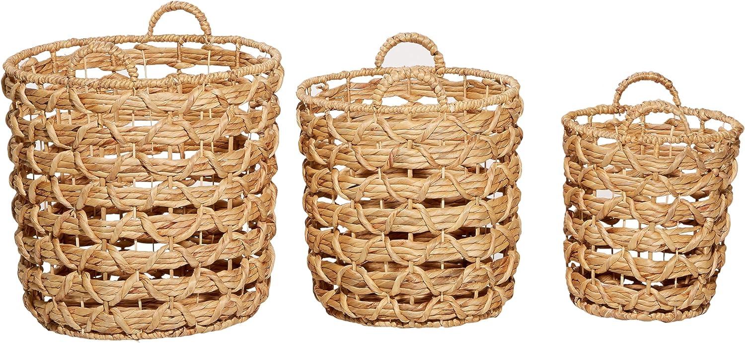 Coastal Seagrass Round Storage Baskets, Set of 3 - Tawny Brown