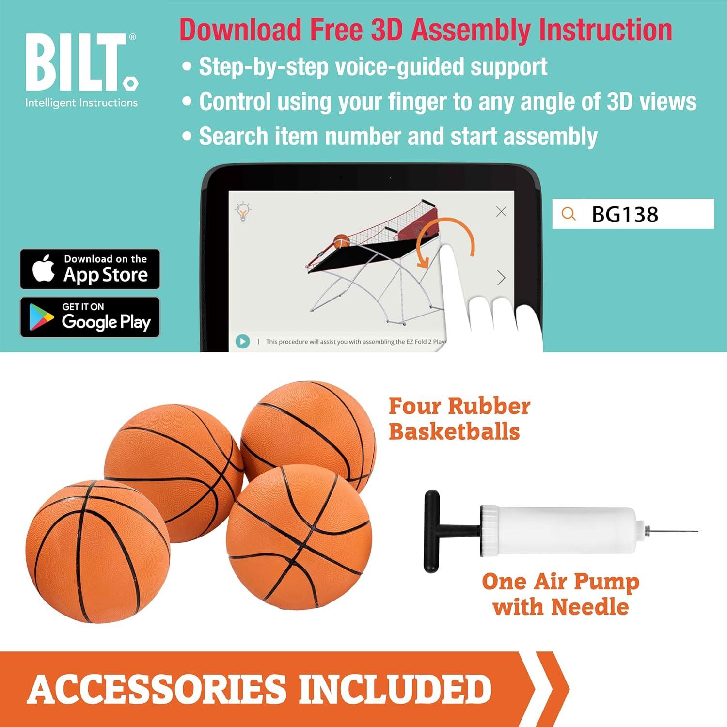 ESPN EZ Fold and Assemble 2-Player Basketball Shot Game, Accessories Included, Black/Red