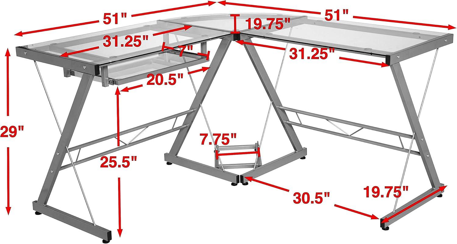 OneSpace - Table - L-shaped - black - black base