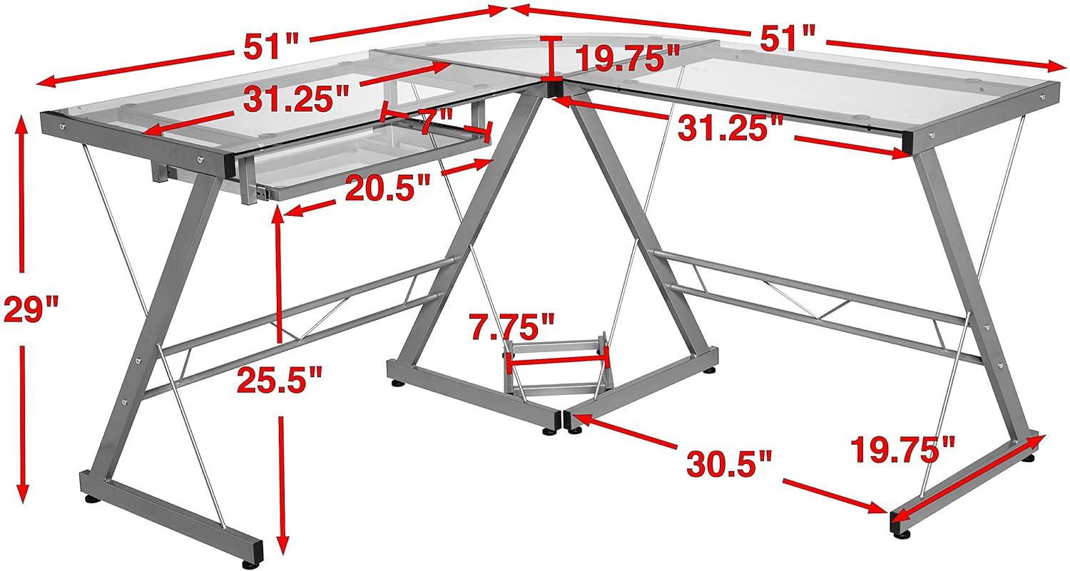 OneSpace - Table - L-shaped - black - black base