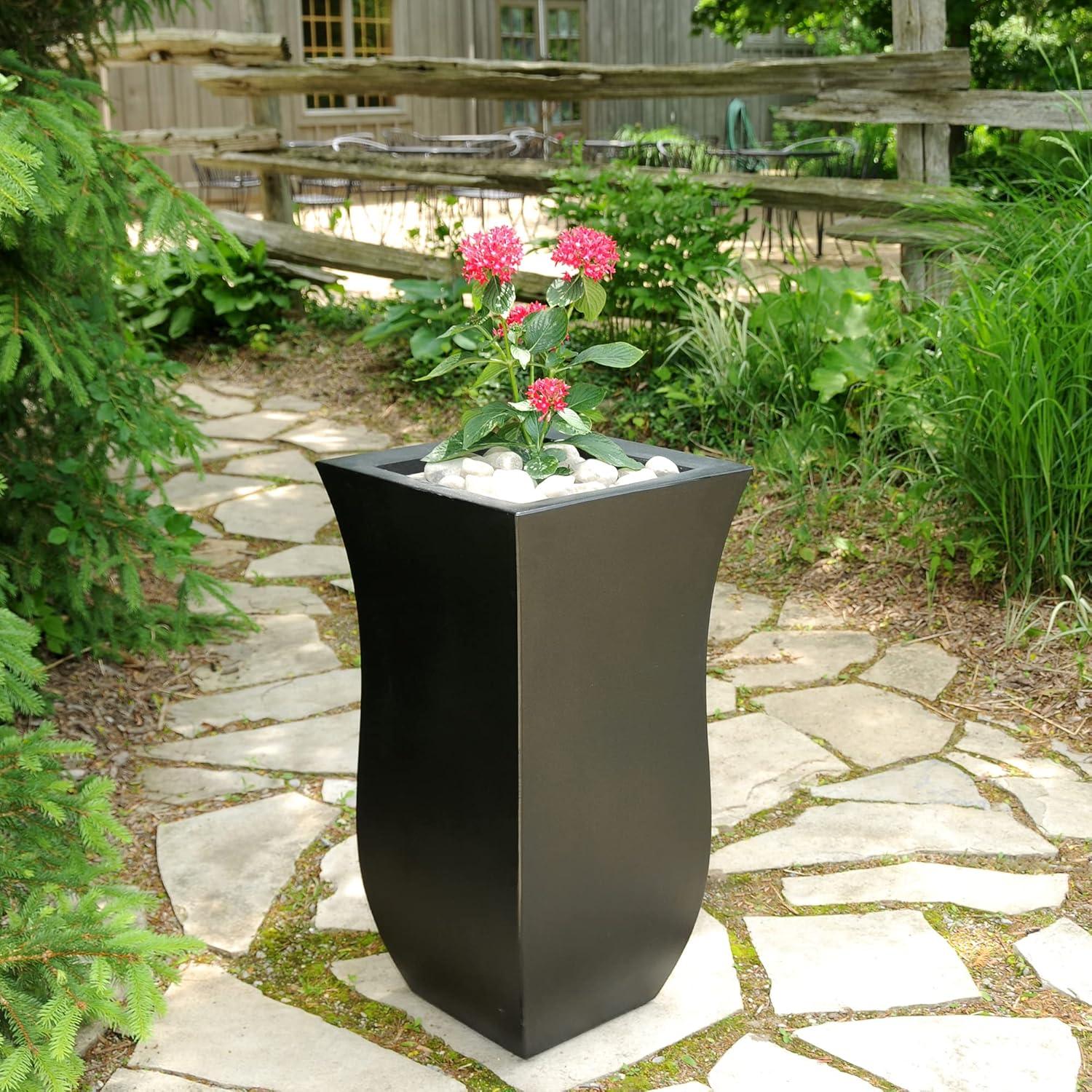 Mayne Valencia Polyethylene Resin 30" Tall Tulip Planter in Black