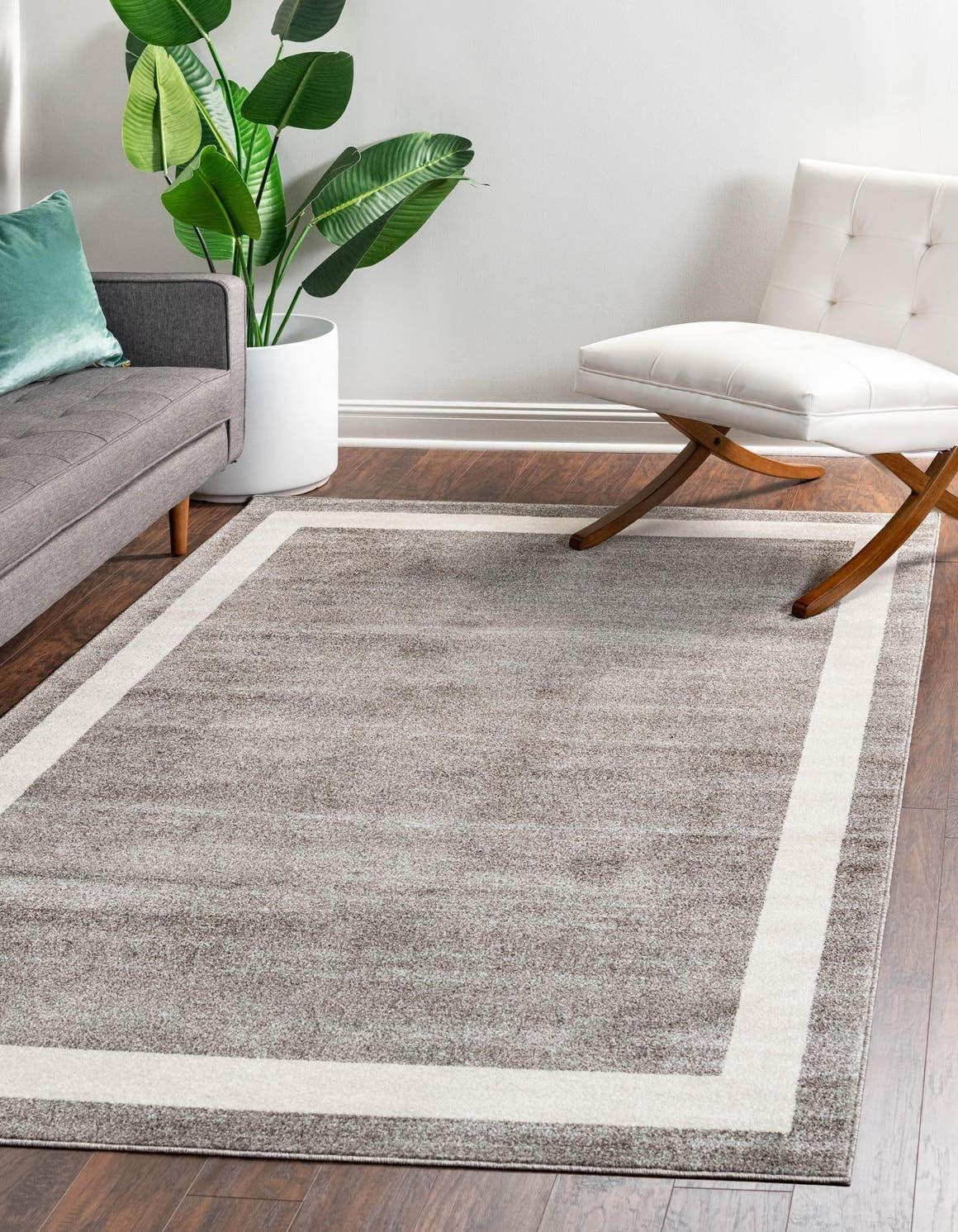 Unique Loom Del Mar Collection Area Rug - Maria (4' x 6' Rectangle Gray/Ivory)