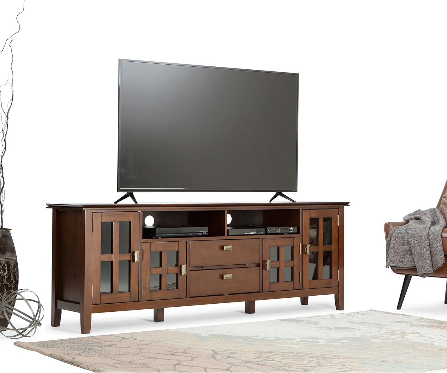 Simpli Home Artisan 72" TV Media Stand in Russet Brown