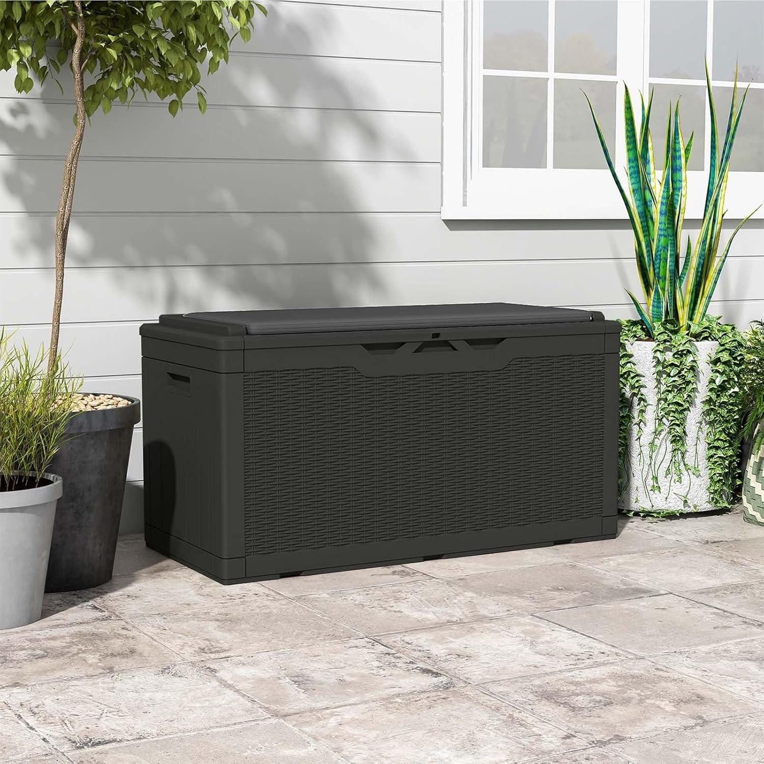 Patiowell 100 Gallons Water Resistant Resin Lockable Deck Box