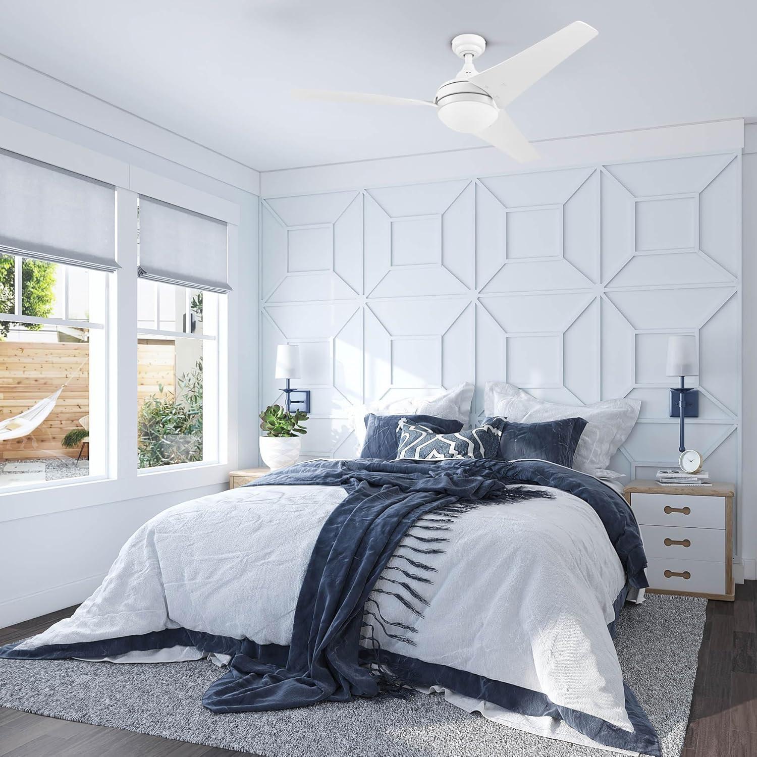 Prominence Home 51873-45 52 in. Remote Control Contemporary Indoor LED Ceiling Fan with Light - White