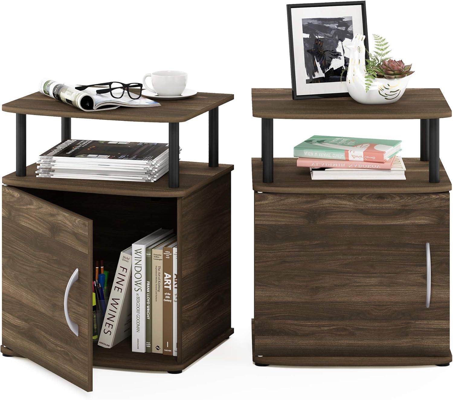 Furinno JAYA Utility Design End Table, Set of Two, Columbia Walnut/Black