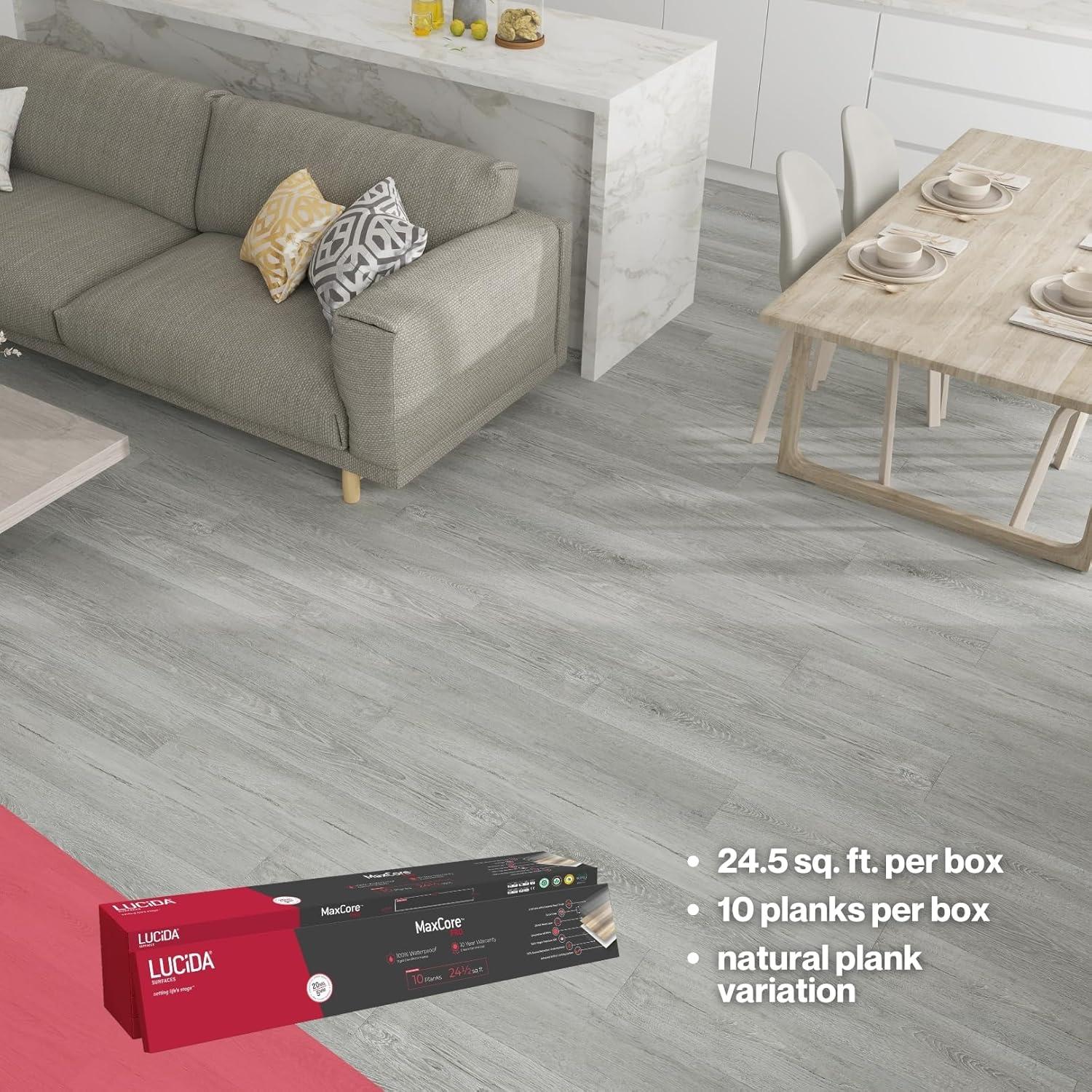 MaxCore Pro 20mil x 7.3" W x 48" L Click Lock Luxury Vinyl Plank Flooring