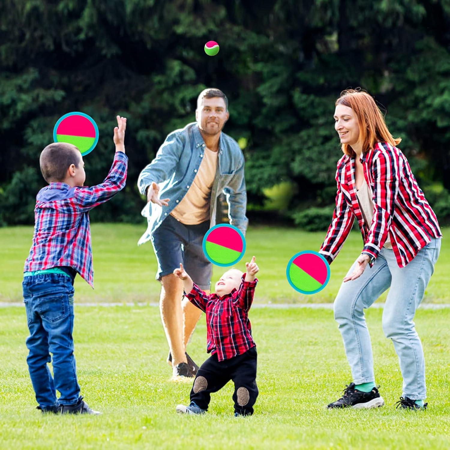 Outdoor Games for Kids - Outside Toys for Kids Ages 4-8, Toss and Catch Ball Set, with 4 Paddles 4 Balls, and 1 Storage Bag, Yard Games for Kids Boys Girls Christmas Birthday Gifts New Year Gifts