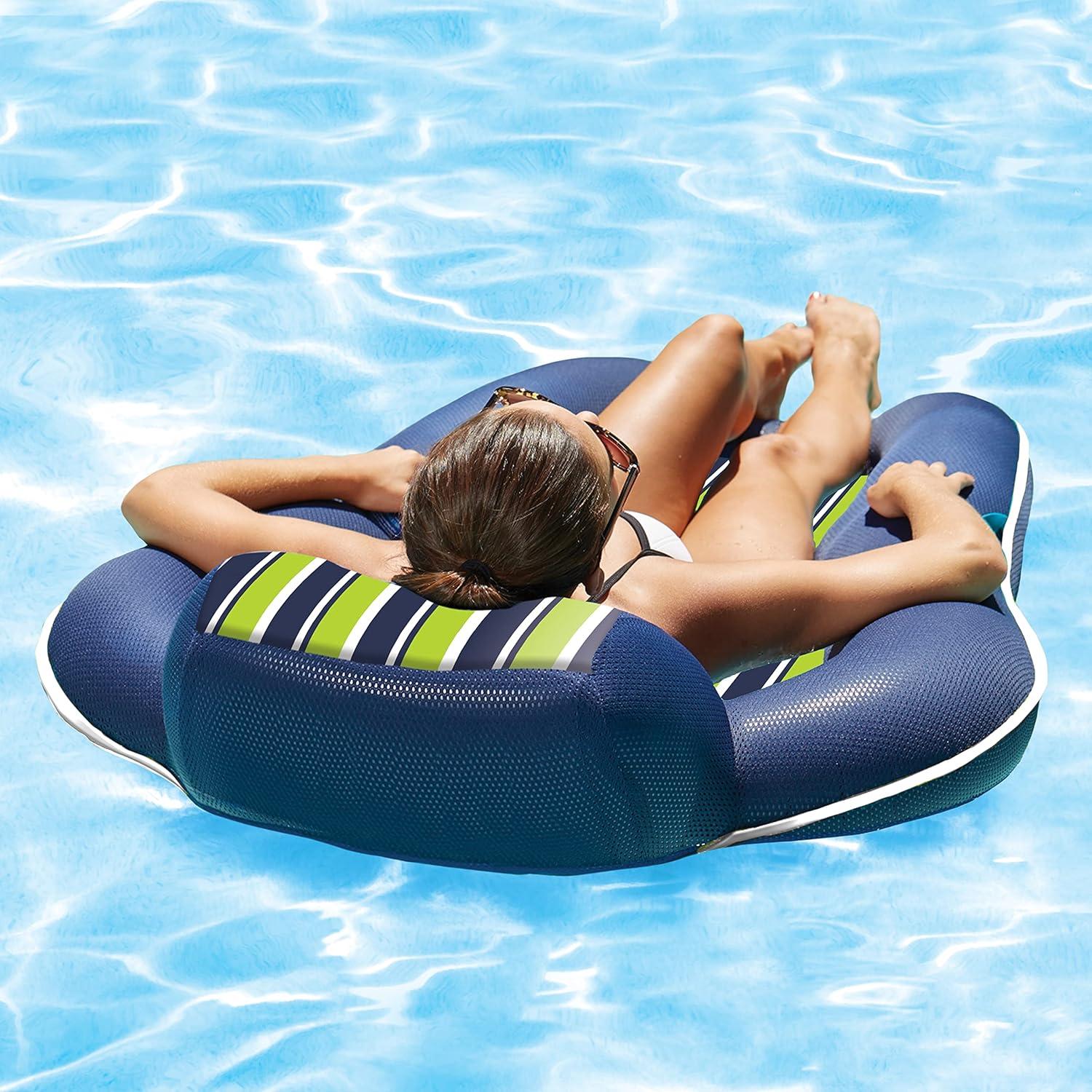 Extra Large Navy and Green Inflatable Pool Lounger