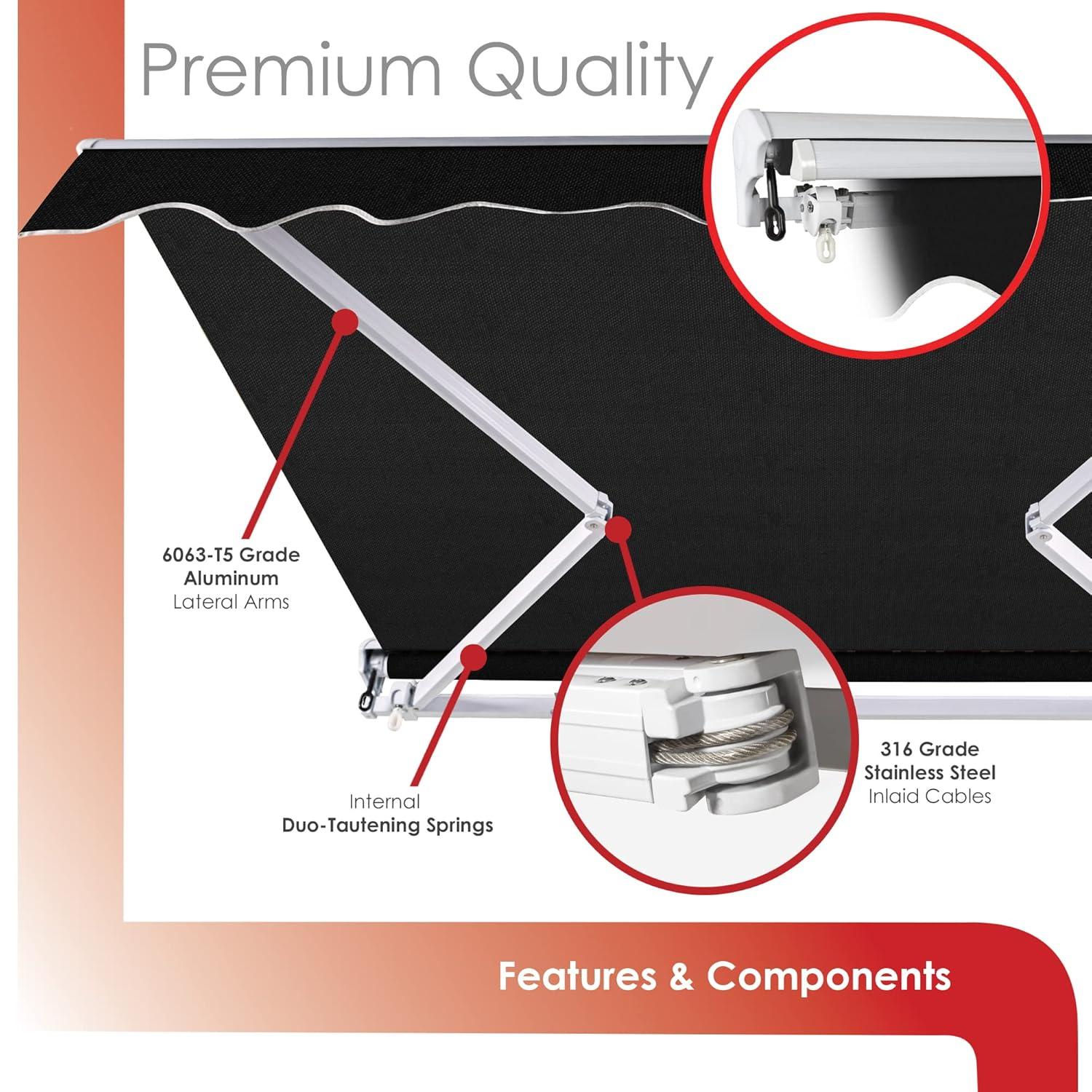 Advaning 10.5'' Fabric, Metal Cover Retractable Patio Awning