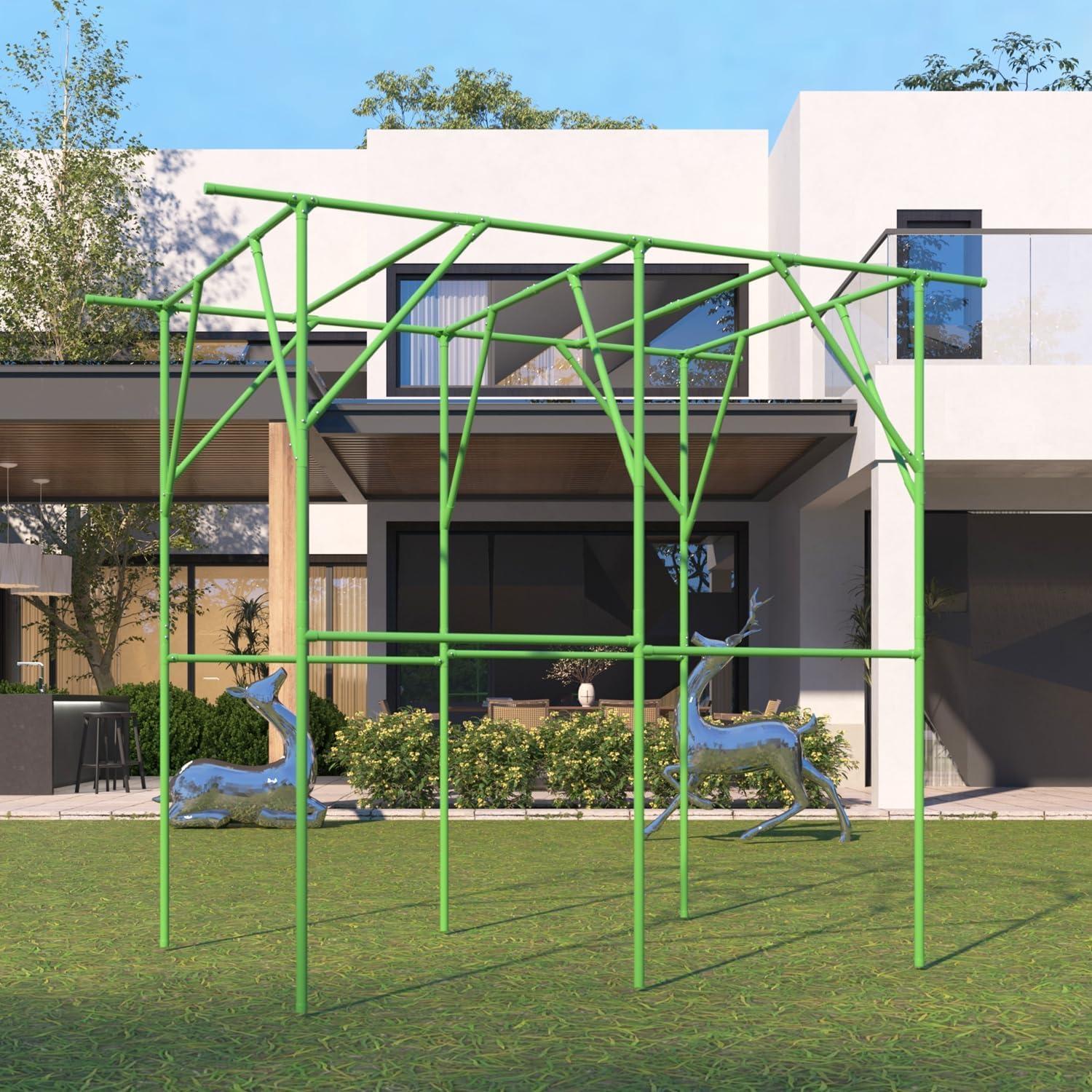 OUTOUR Large Grape Vine Support Arch Arbor Gazebo Trellis Rack Pergola 118'' L x 79'' W x 90.5'' H Plastic-Coated Metal Large Cane Frame for Vineyard Outdoor Patio Lawn Yard Garden Decoration White